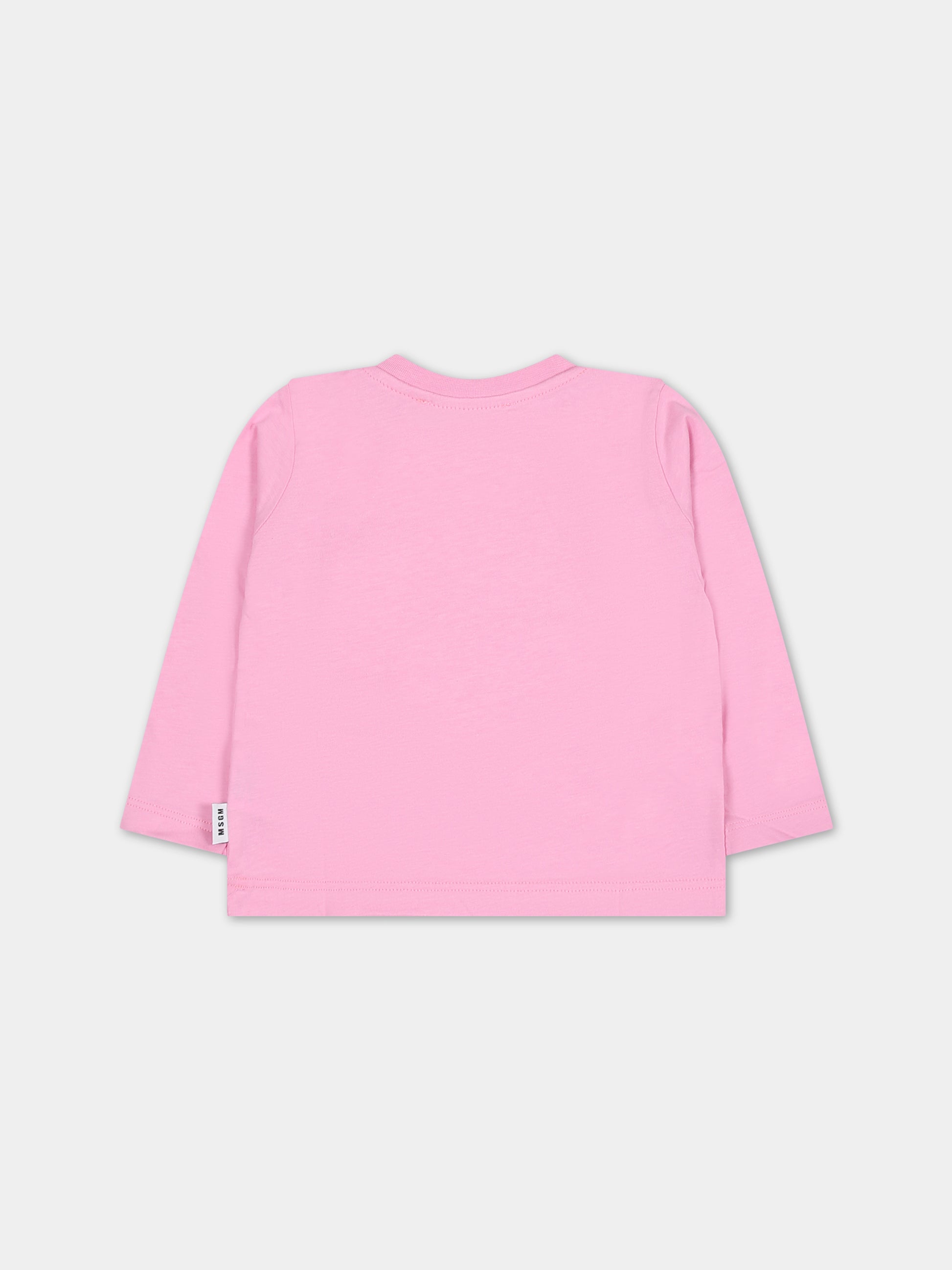 T-shirt rosa per neonata con logo,Msgm Kids,F3MSUNTH044 042