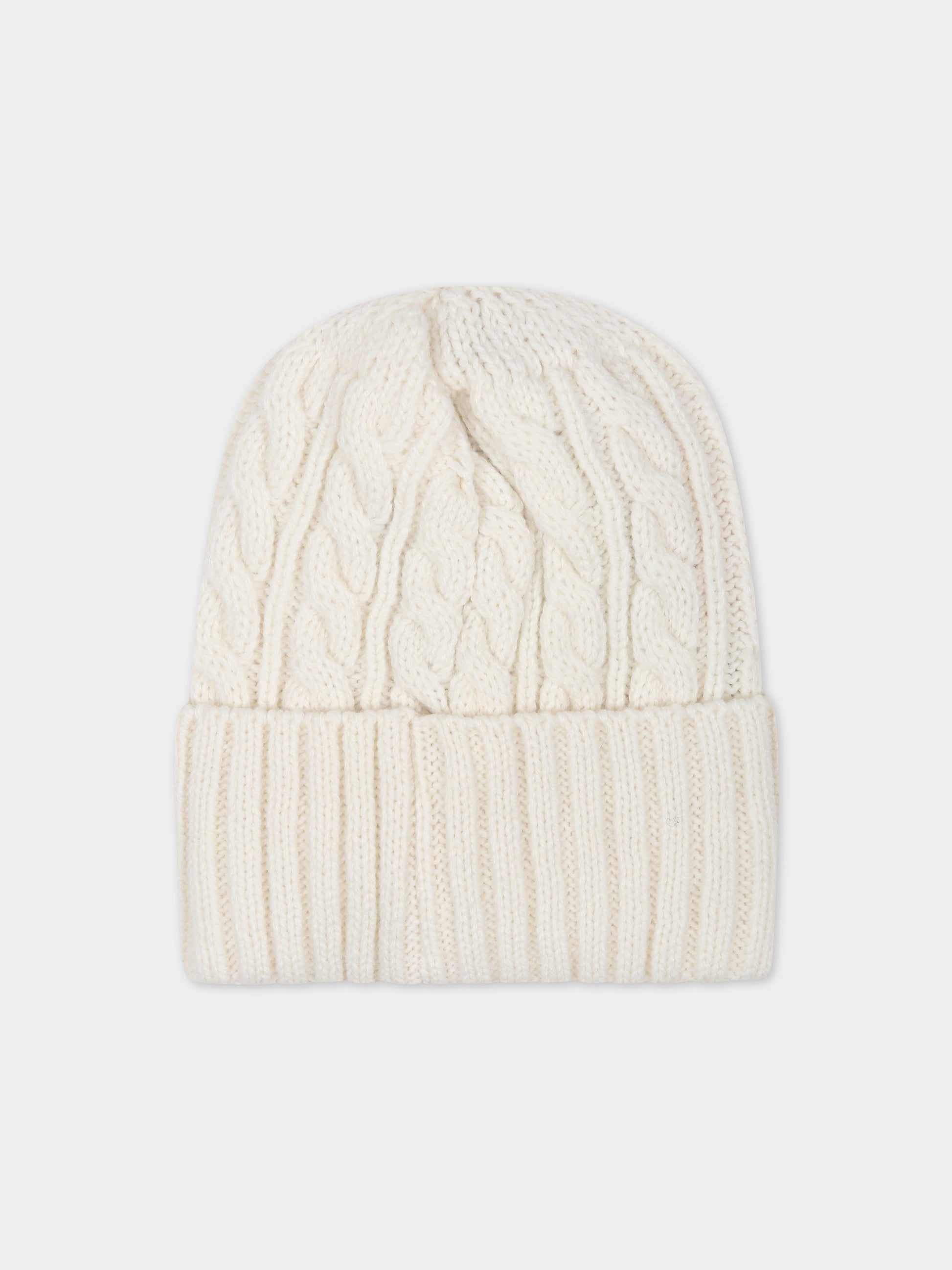 Berretto avorio per bambini con logo,Msgm Kids,F3MSJUHT057 013