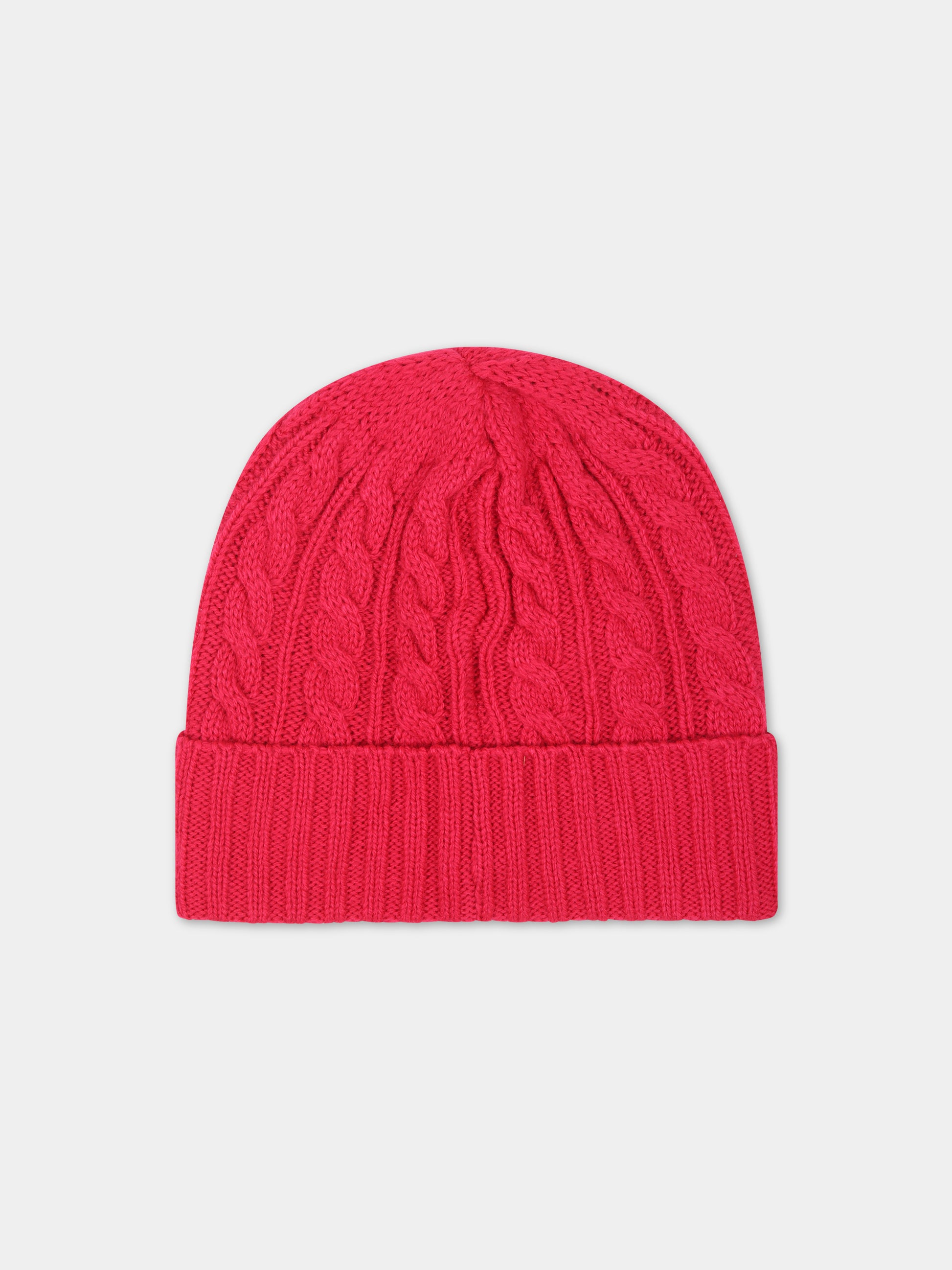 Berretto fucsia per bambina con logo,Msgm Kids,F3MSJUHT057 044