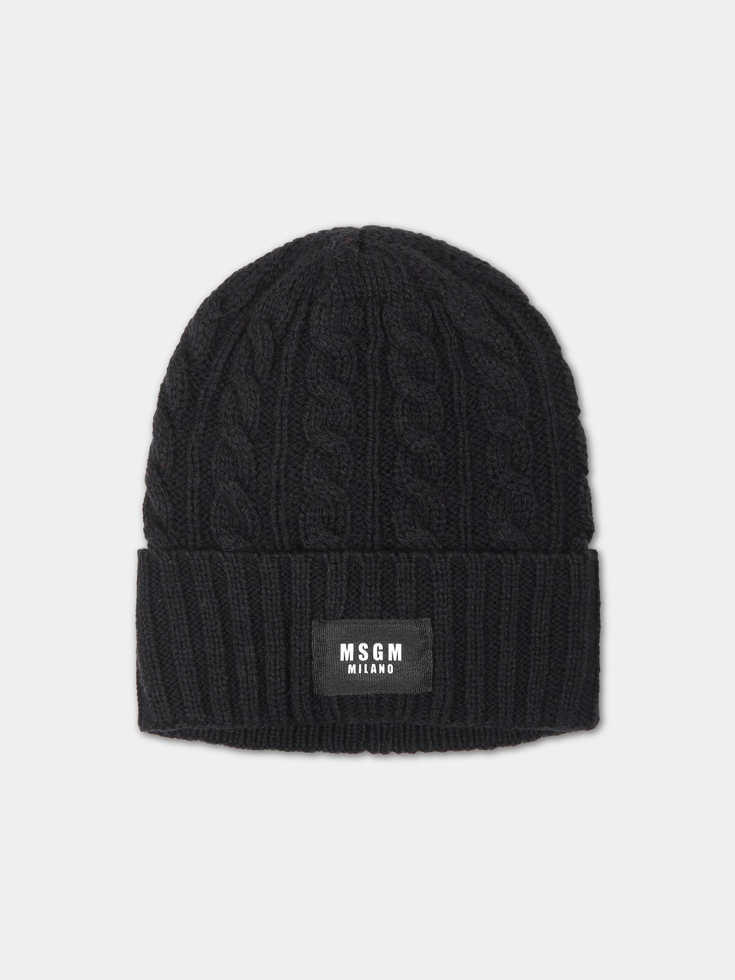 Berretto nero per bambini con logo,Msgm Kids,F3MSJUHT057 110