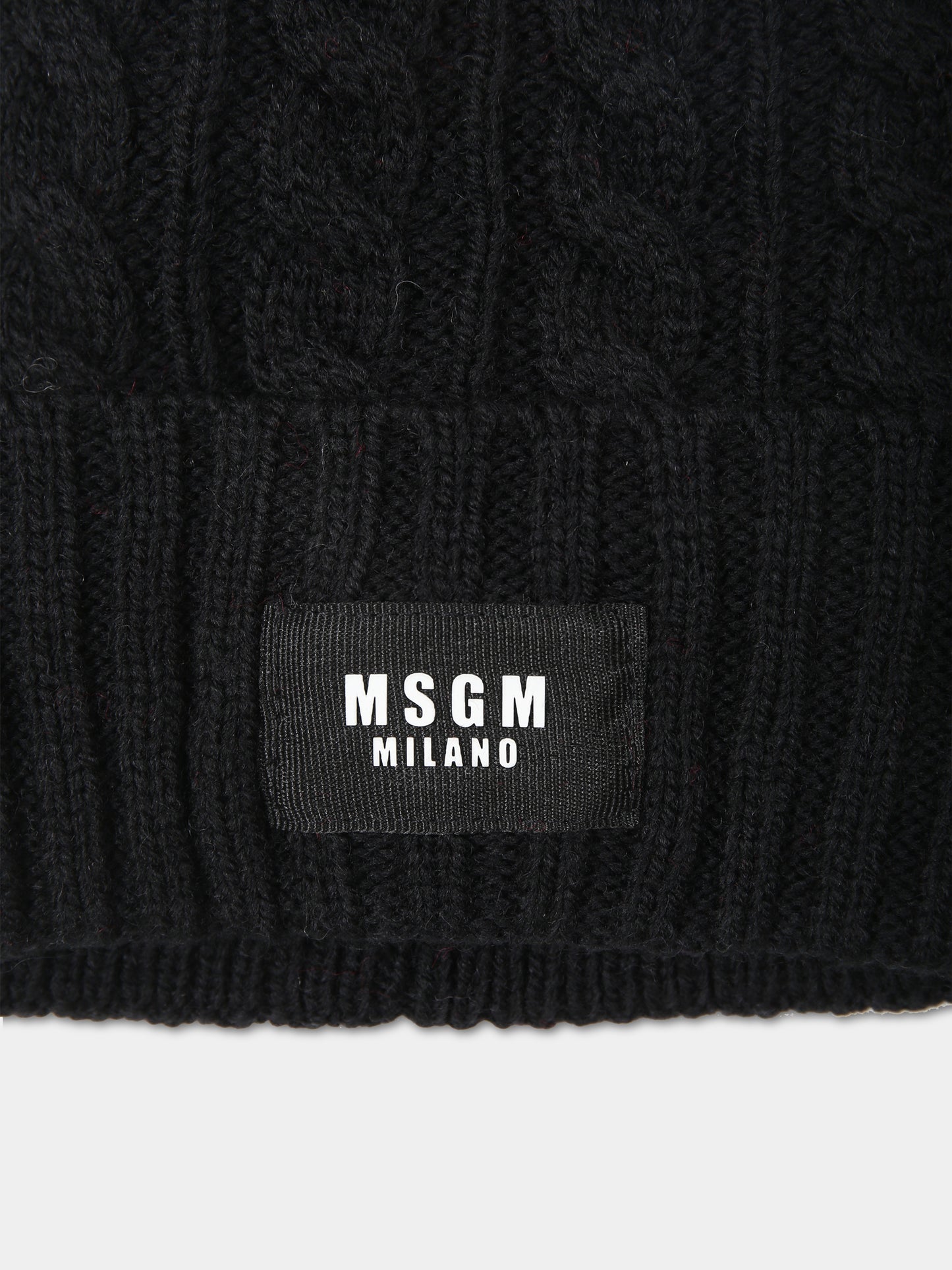 Berretto nero per bambini con logo,Msgm Kids,F3MSJUHT057 110