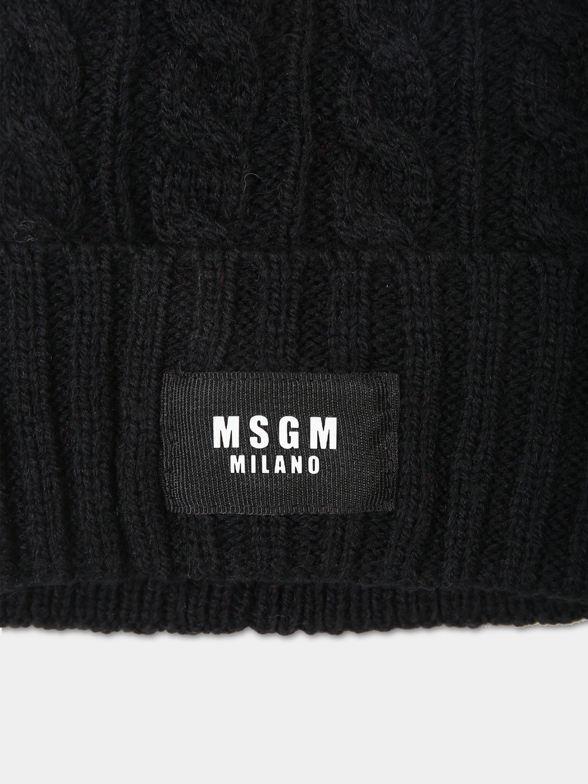 Berretto nero per bambini con logo,Msgm Kids,F3MSJUHT057 110