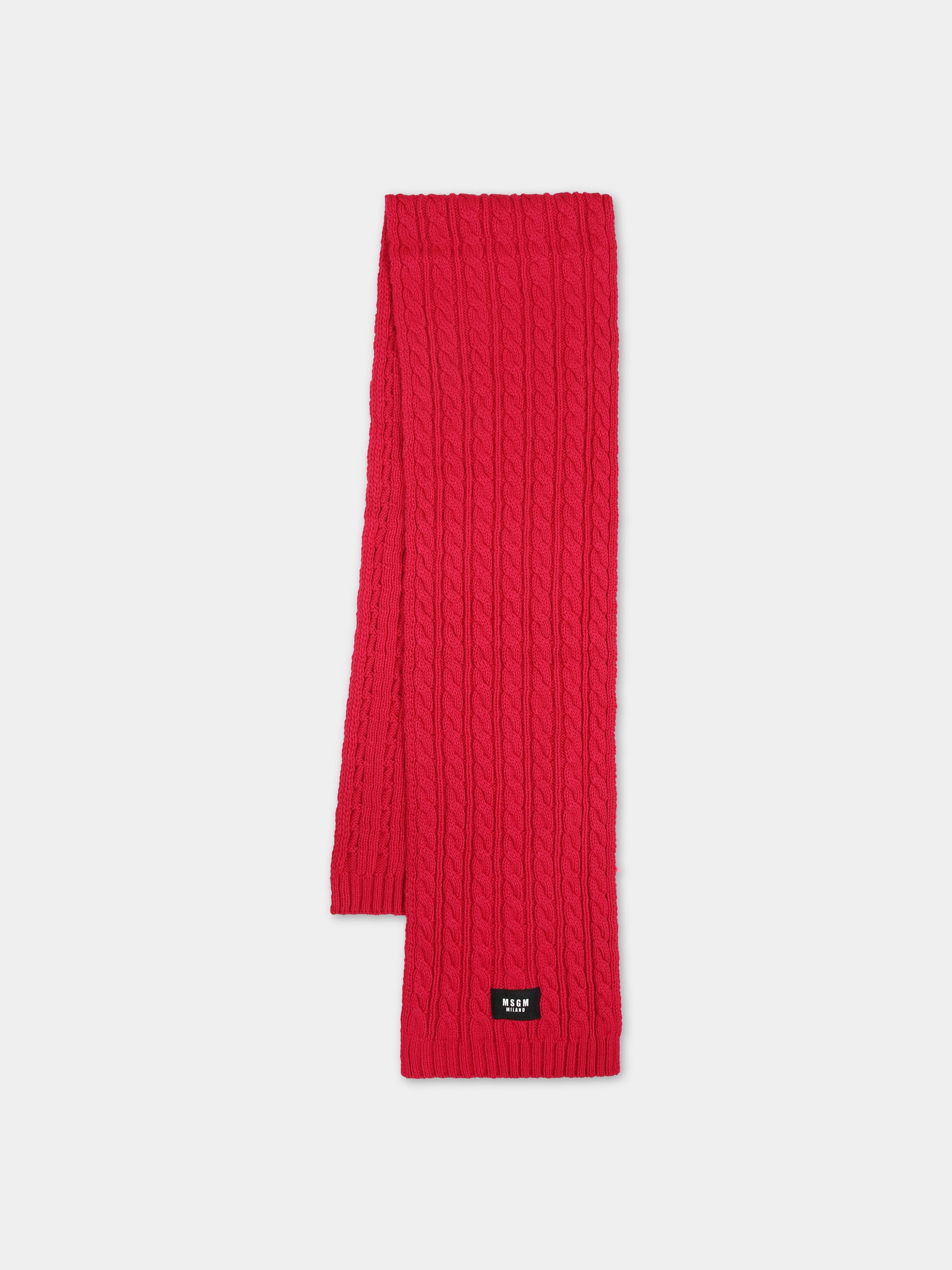 Sciarpa fucsia per bambina con logo,Msgm Kids,F3MSJUSC056 044