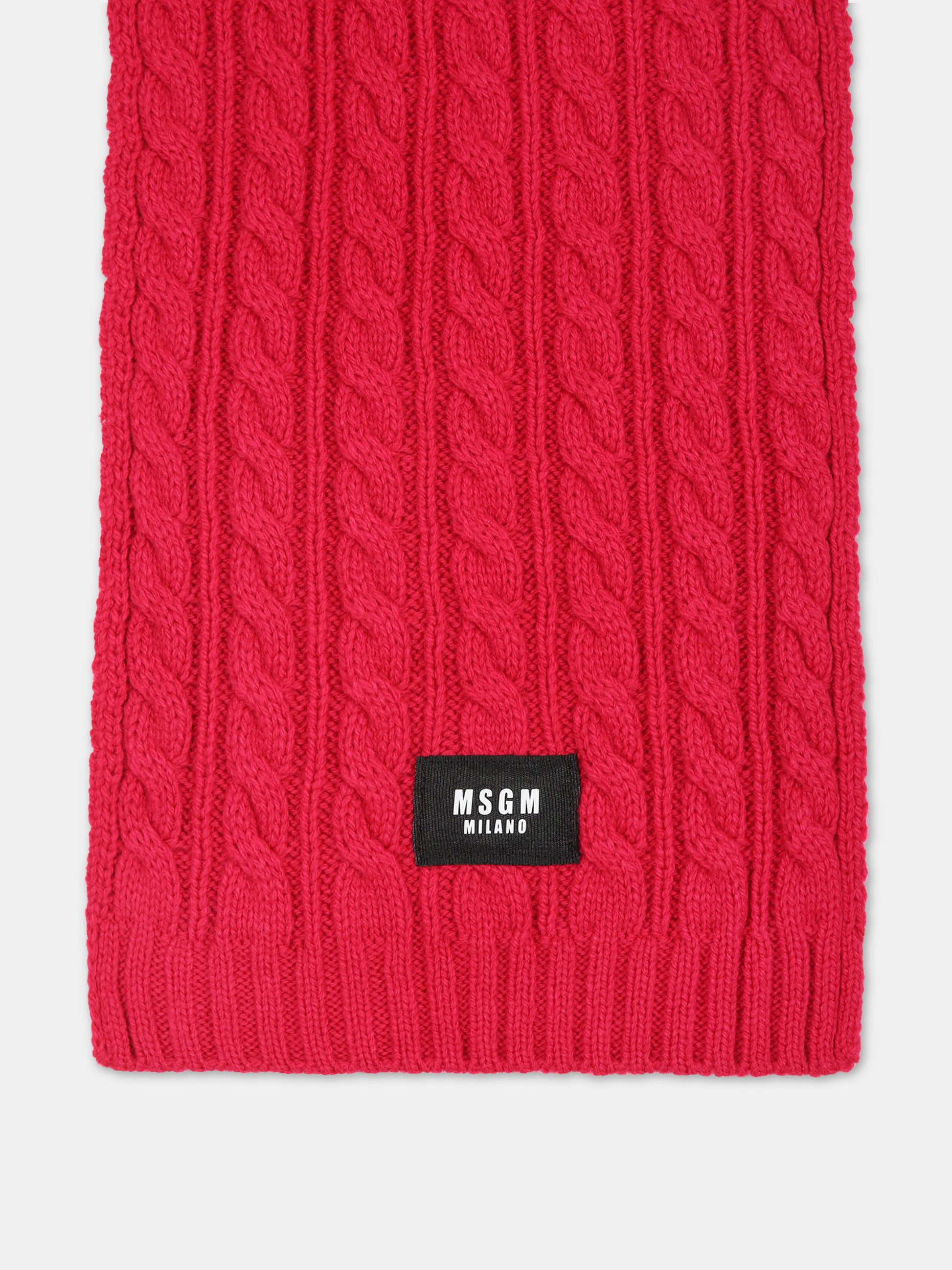 Sciarpa fucsia per bambina con logo,Msgm Kids,F3MSJUSC056 044