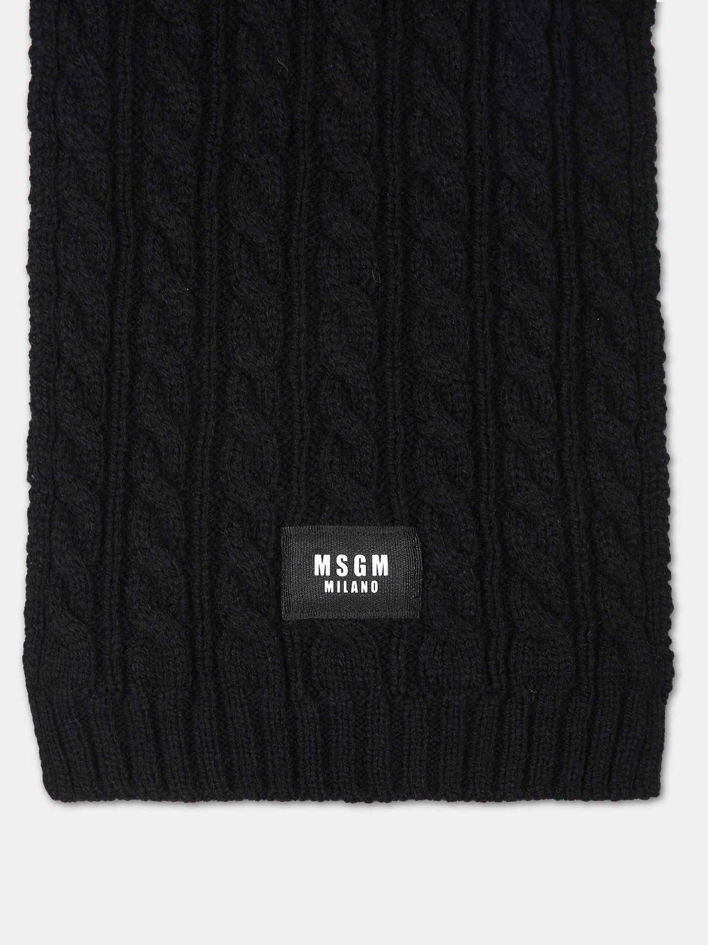 Sciarpa nera per bambini con logo,Msgm Kids,F3MSJUSC056 110