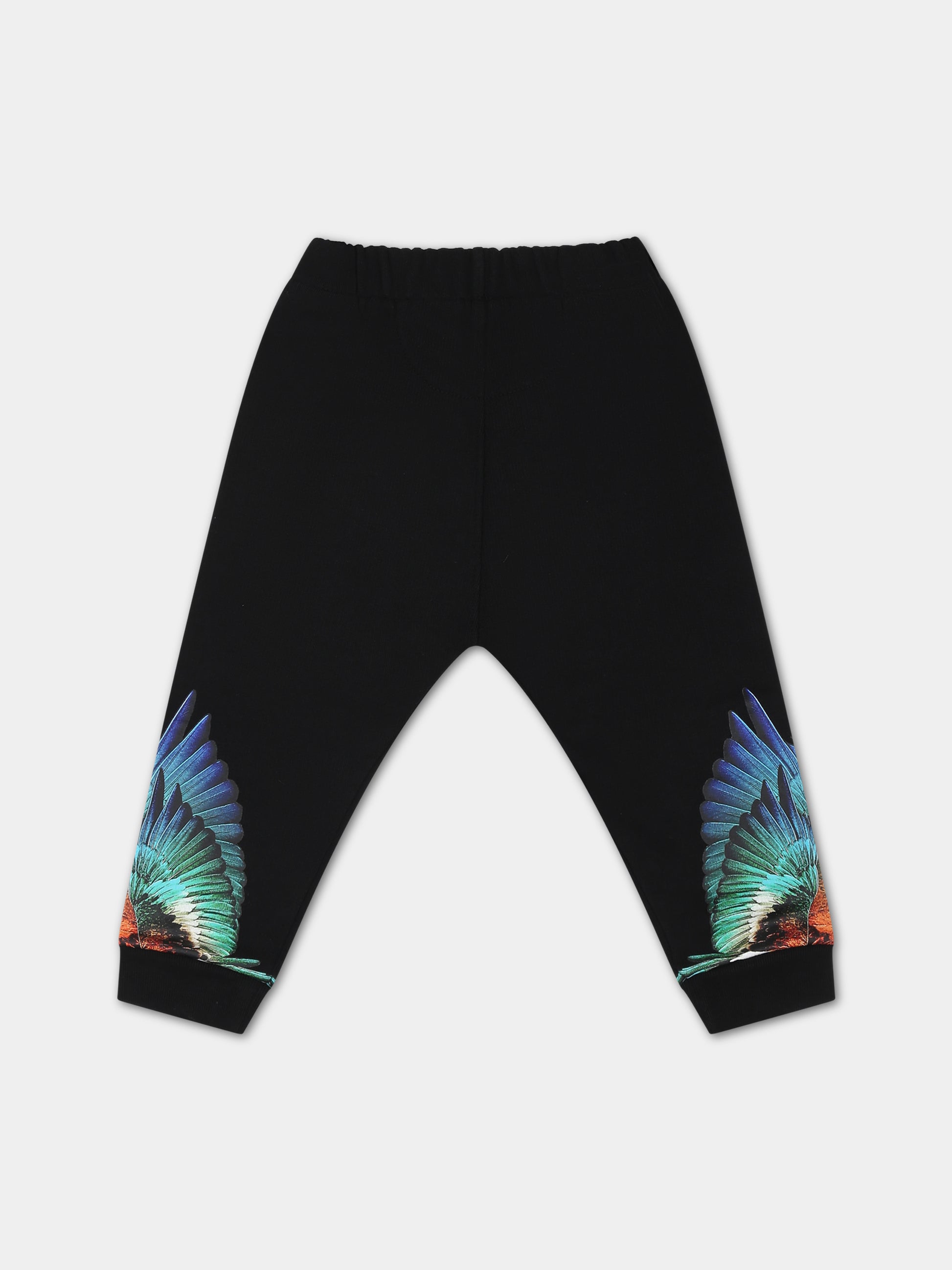 Pantaloni neri per neonato con ali,Marcelo Burlon Kids,CBXD001F23FLE0011045
