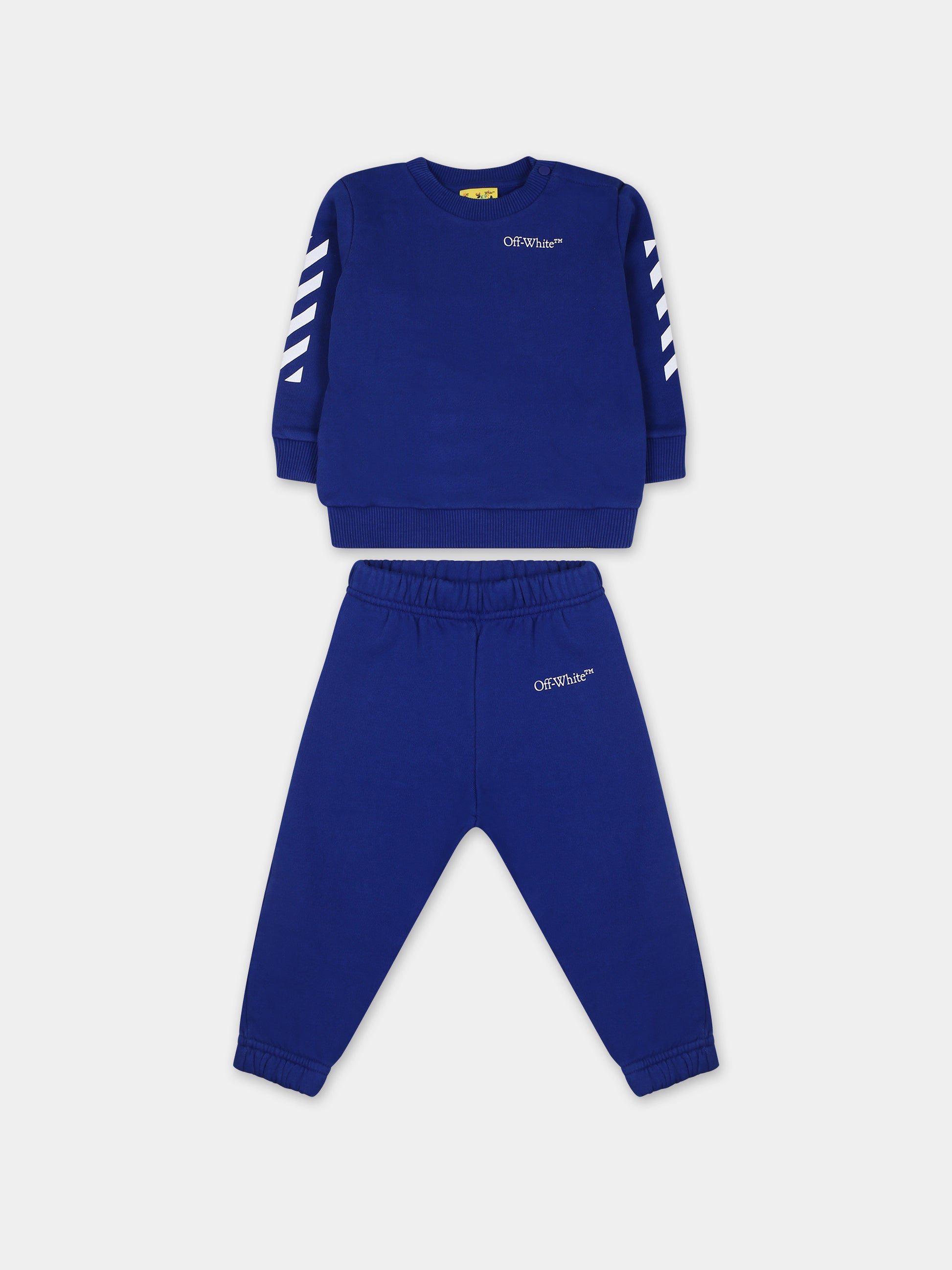 Tuta blu per neonato,Off White,OB2X003F23FLE0014501