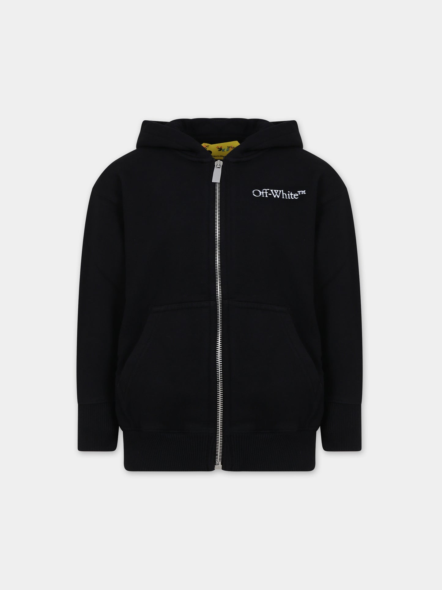 Felpa nera per bambino con logo,Off White,OBBE001F23FLE0021001