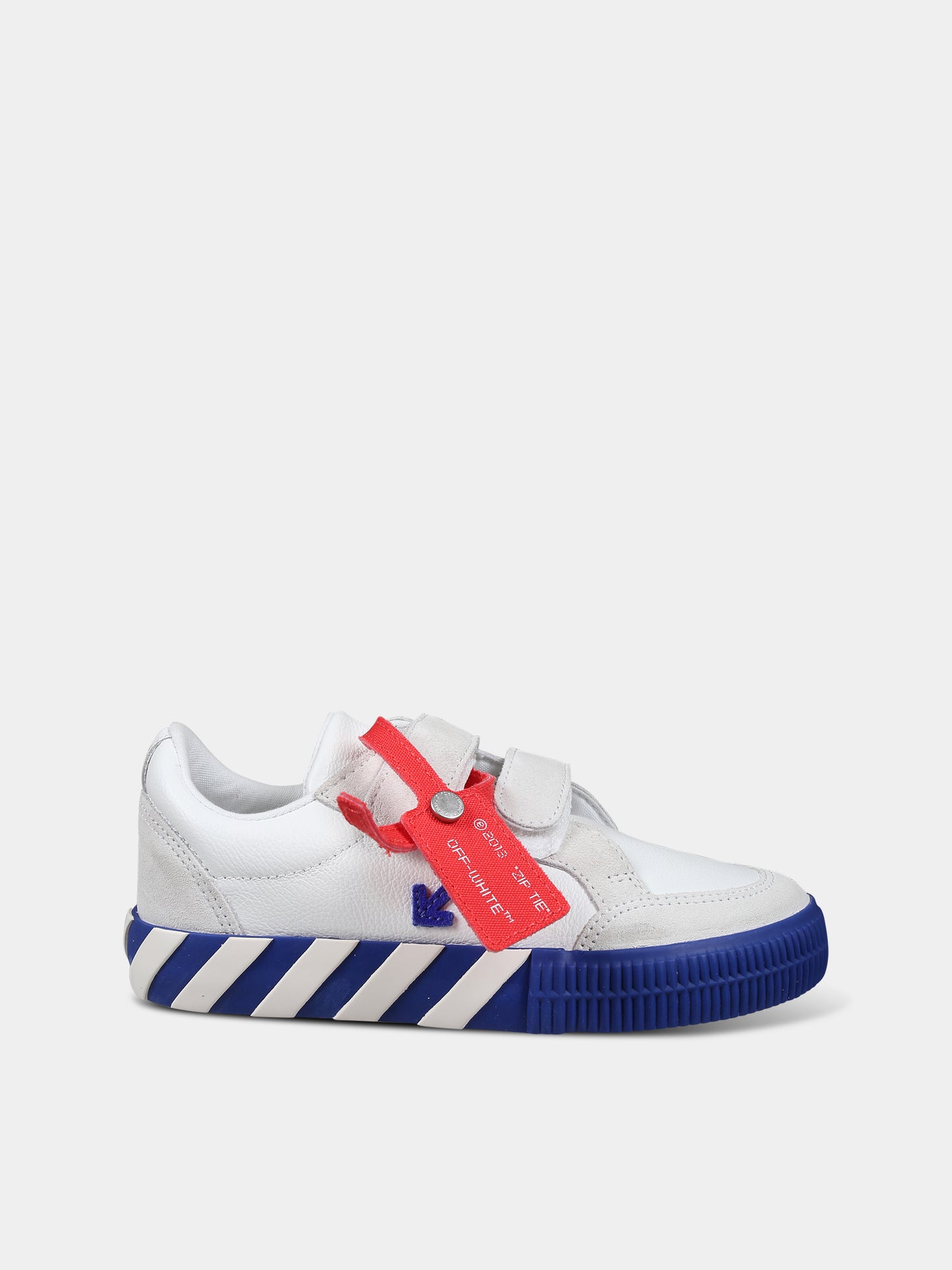 Sneakers basse bianche per bambini con iconica freccia,Off White,OBIA005F23LEA0010169