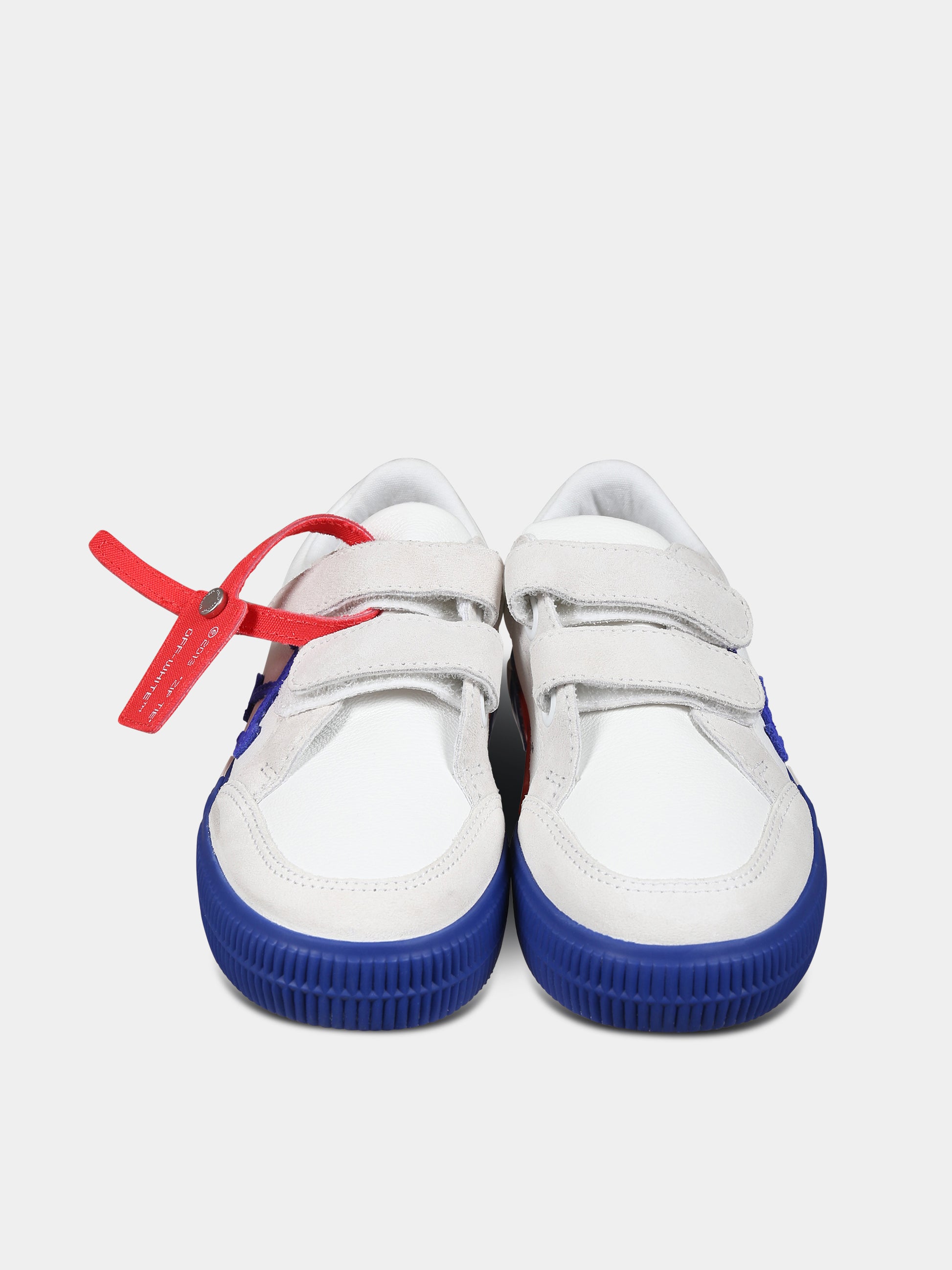 Sneakers basse bianche per bambini con iconica freccia,Off White,OBIA005F23LEA0010169