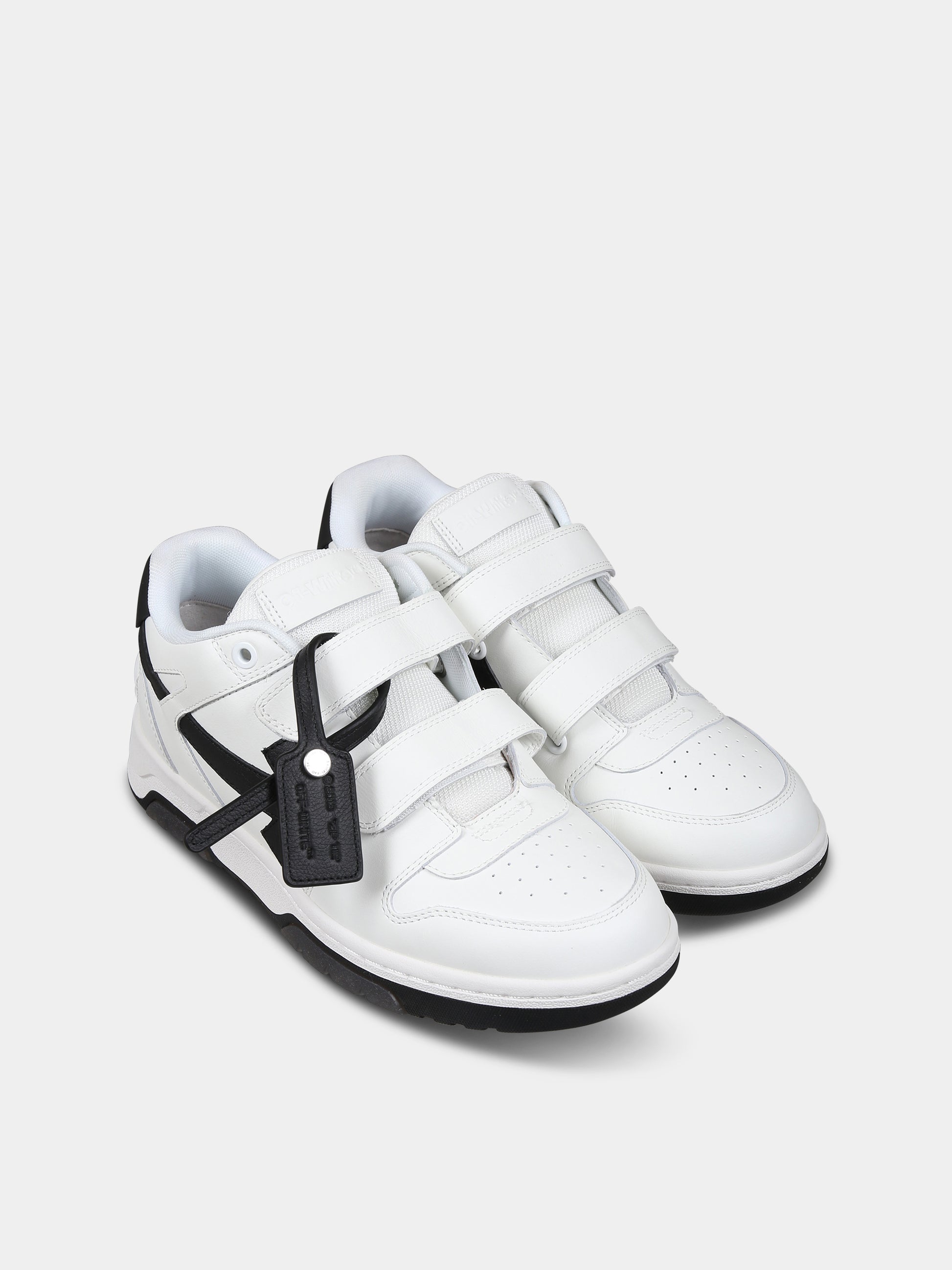Sneakers basse bianche per bambini con iconica freccia,Off White,OBIA008F23LEA0010110