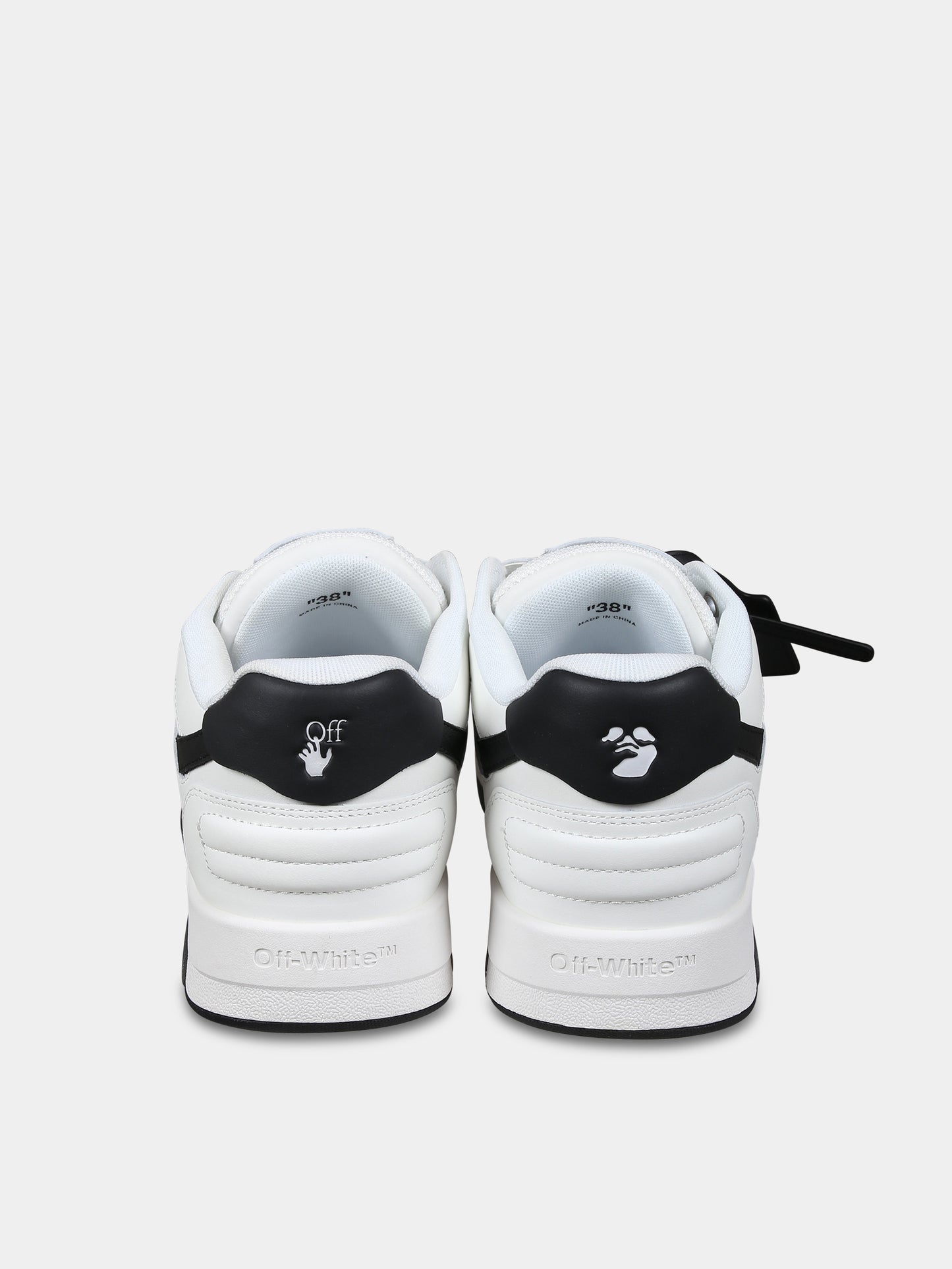 Sneakers basse bianche per bambini con iconica freccia,Off White,OBIA008F23LEA0010110