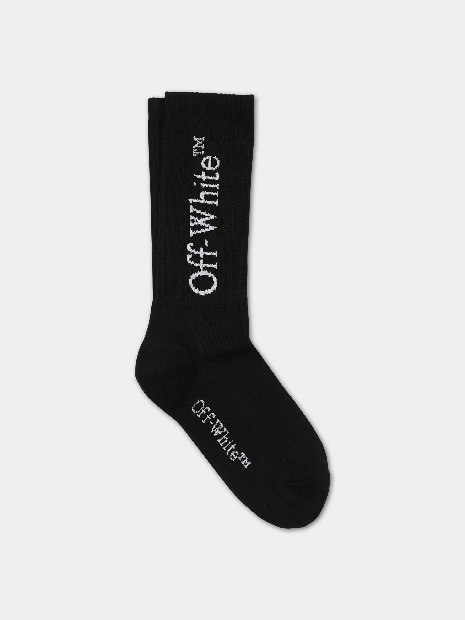 Calze nere per bambini con logo,Off White,OBRA003C99KNI0021001