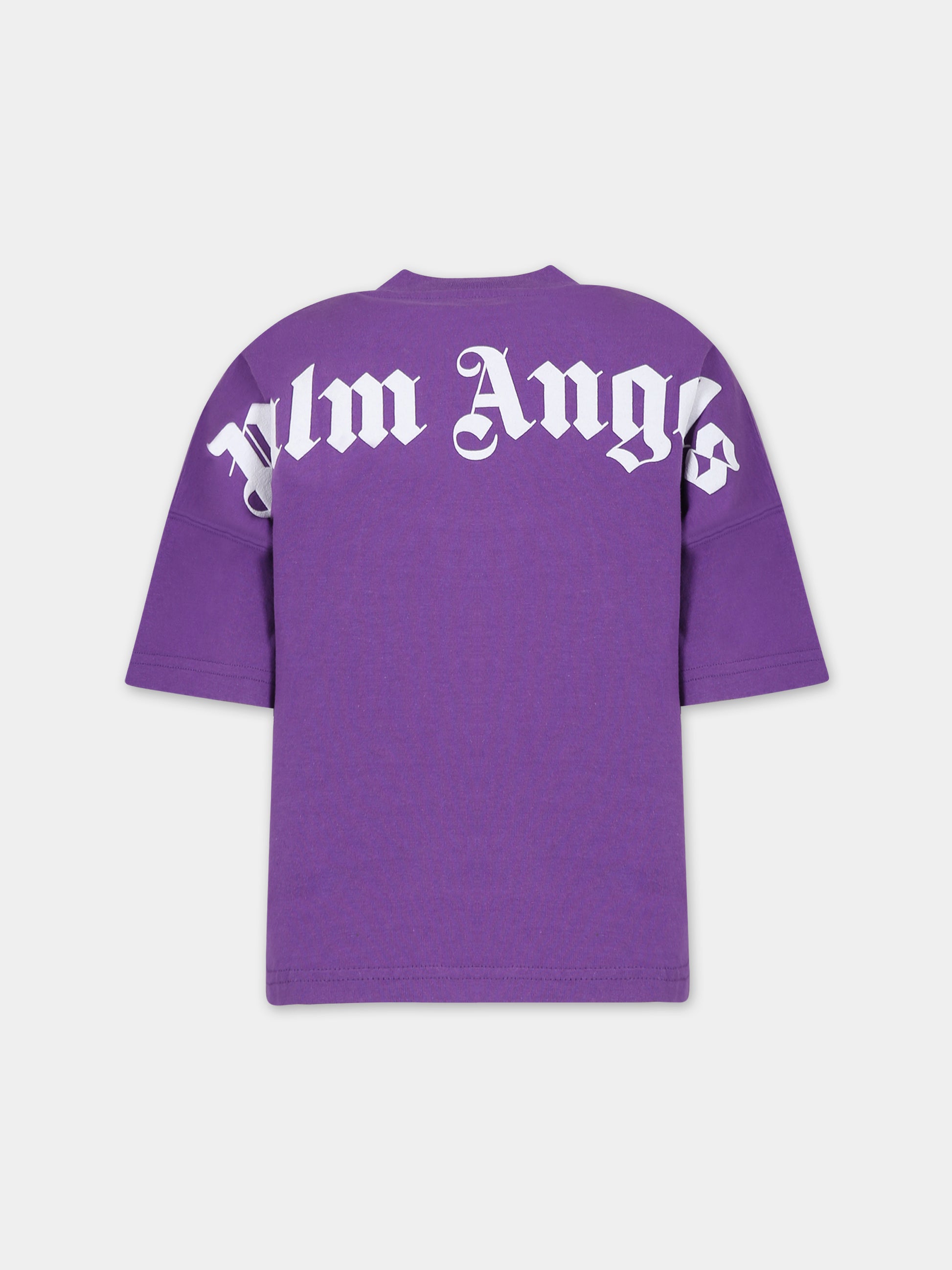 T-shirt viola per bambini con logo,Palm Angels,PBAA002C99JER0013701