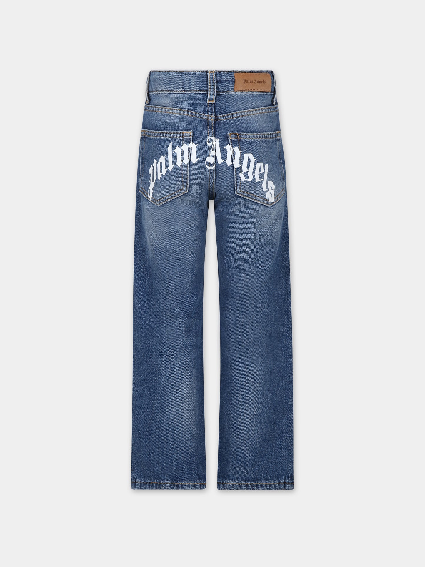 Jeans blu per bambino con logo,Palm Angels,PBYA002F23DEN0034501