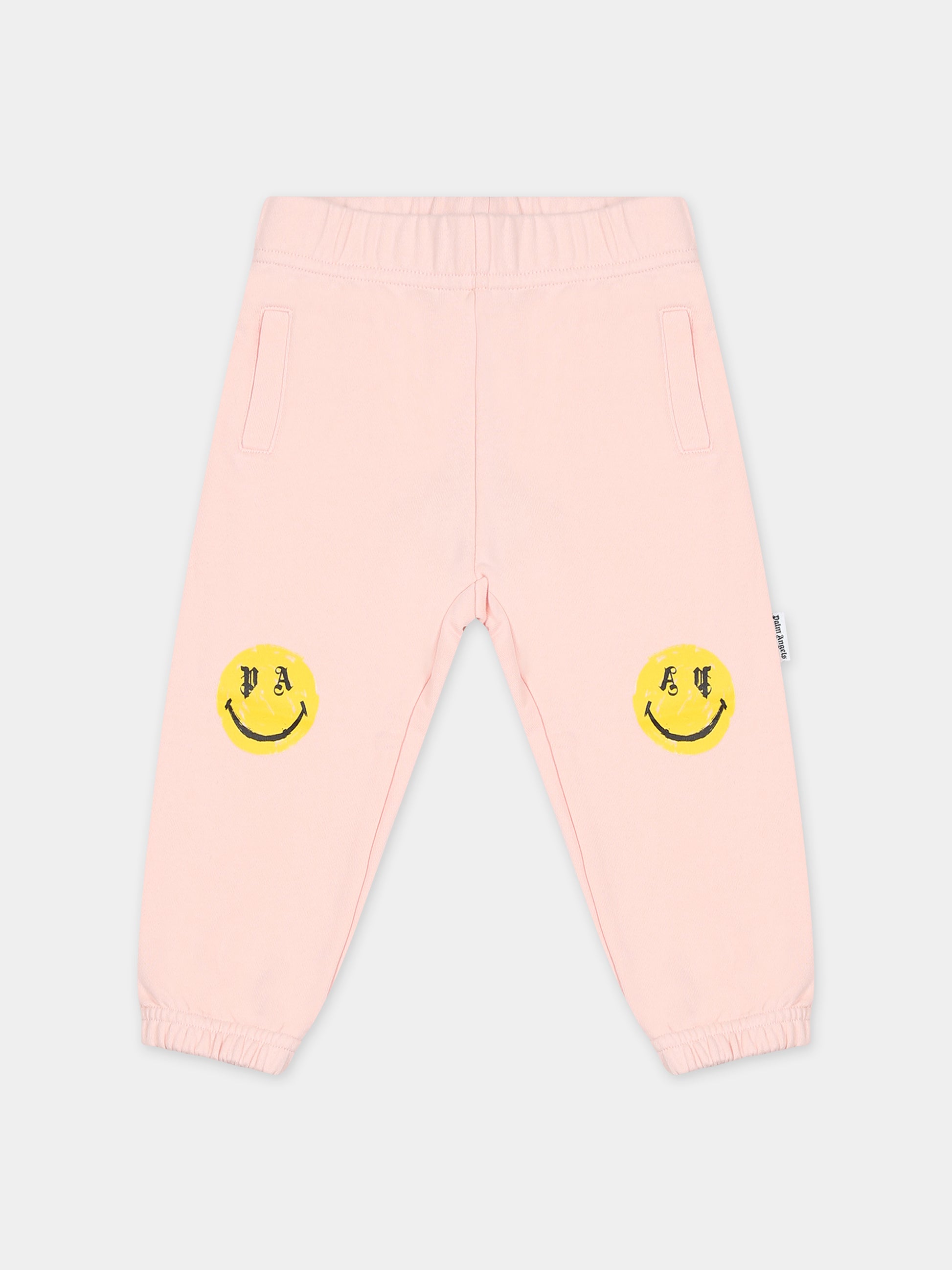 Pantaloni rosa per neonata con smile,Palm Angels,PGXD002F23FLE0033315