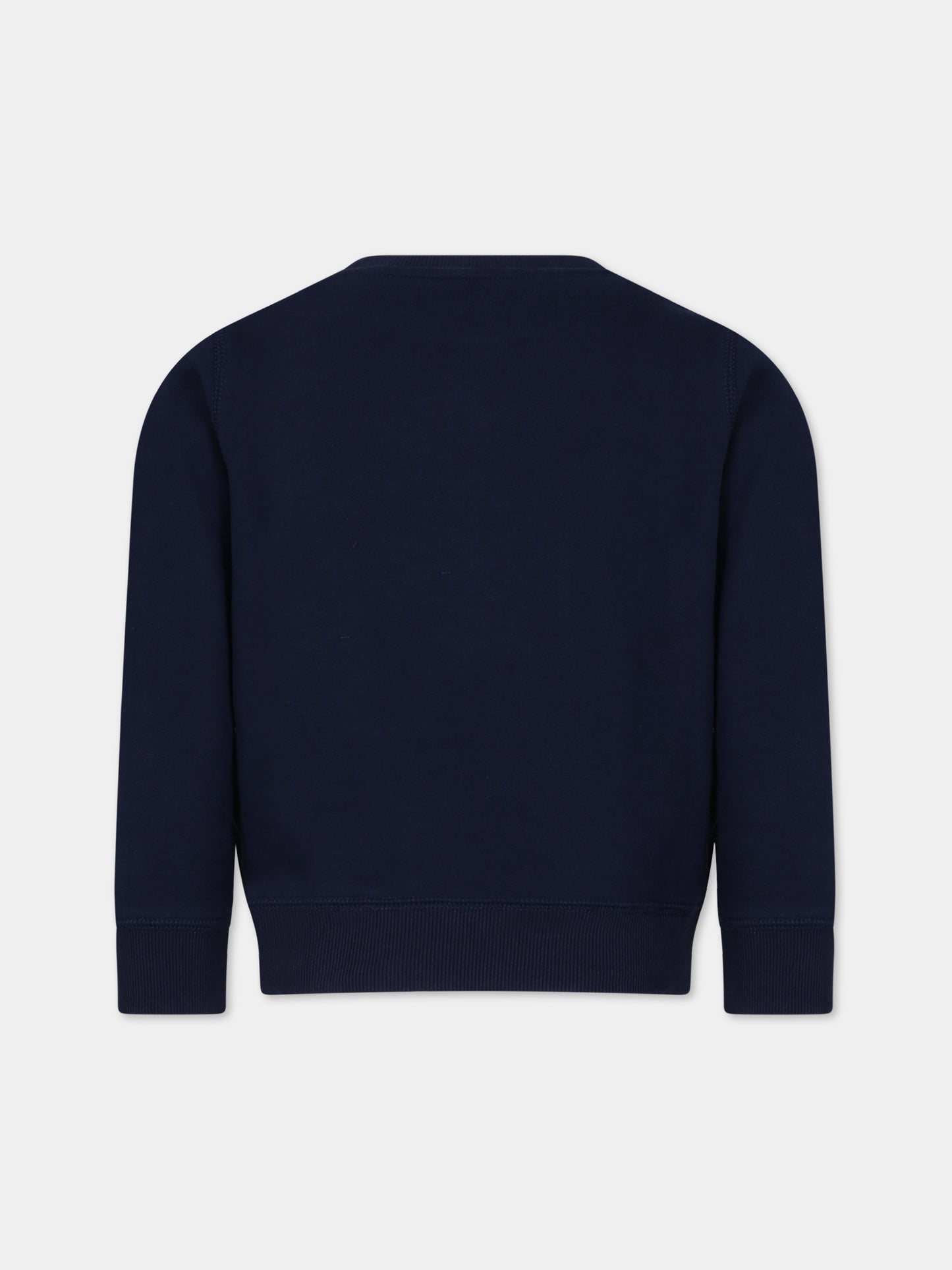 Felpa blu per bambina con orso e logo,Ralph Lauren Kids,916768002