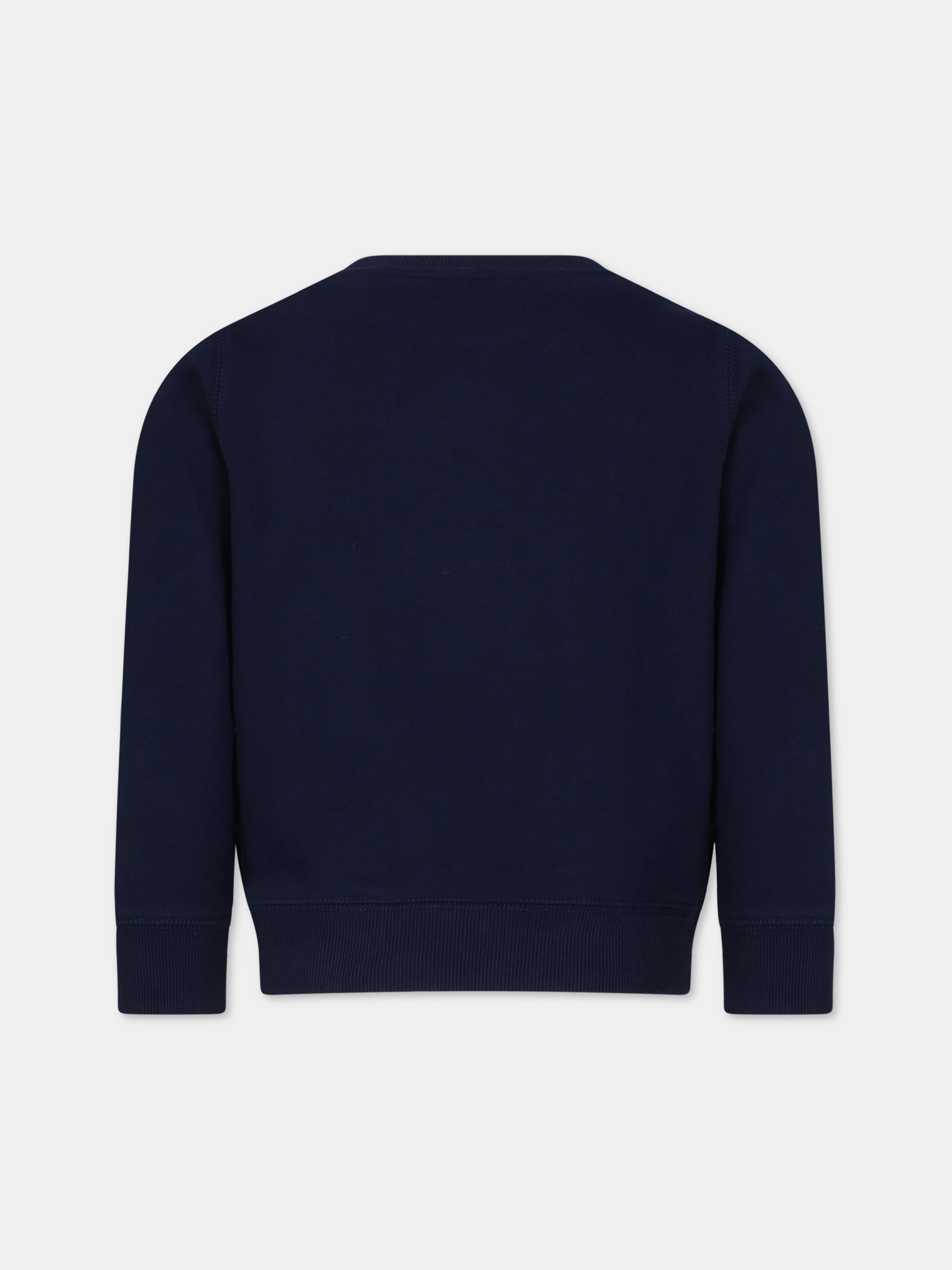 Felpa blu per bambina con orso e logo,Ralph Lauren Kids,916768002