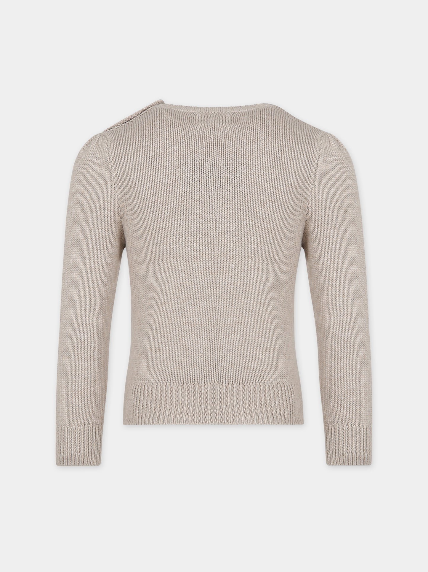 Maglione beige per bambina con orso,Ralph Lauren Kids,919958001