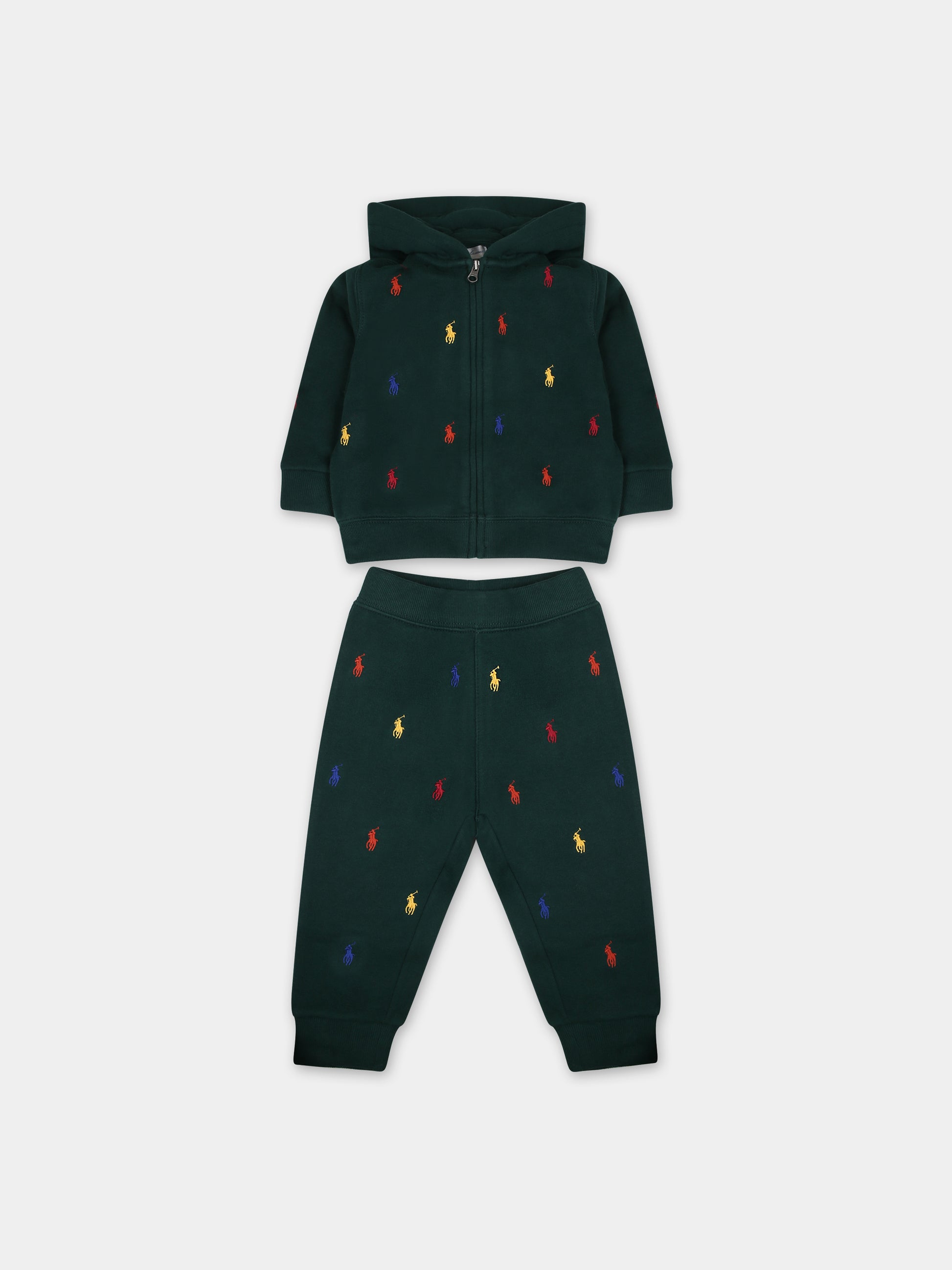 Completo verde per neonato con cavallino,Ralph Lauren Kids,883580003