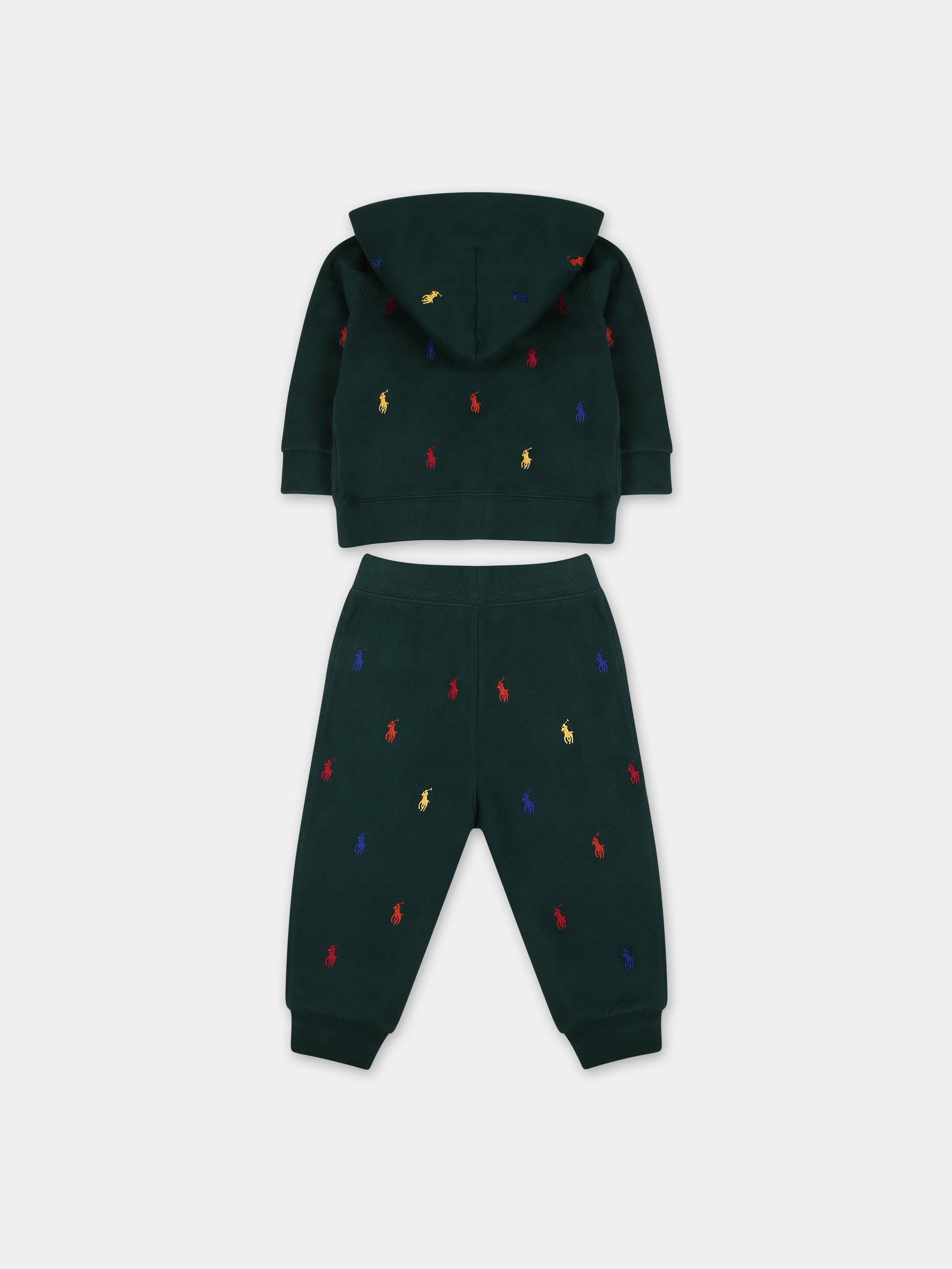 Completo verde per neonato con cavallino,Ralph Lauren Kids,883580003