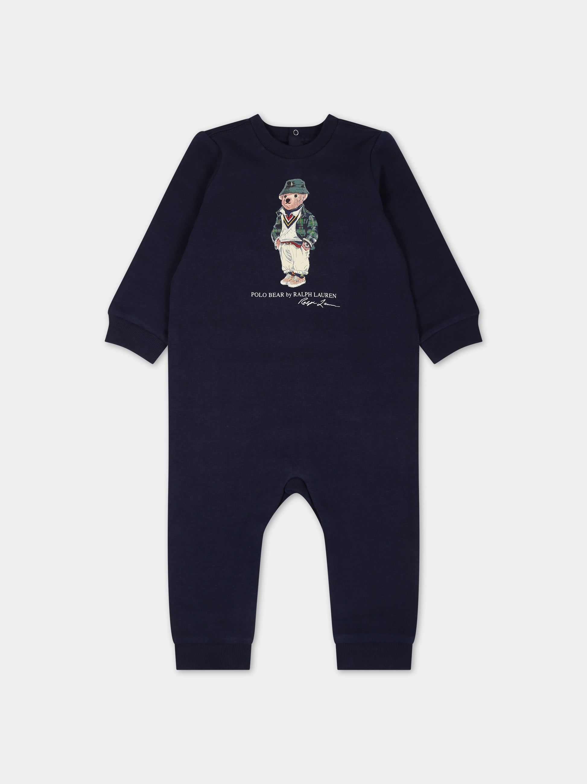 Tutina blu per neonato con orso e logo,Ralph Lauren Kids,920333001