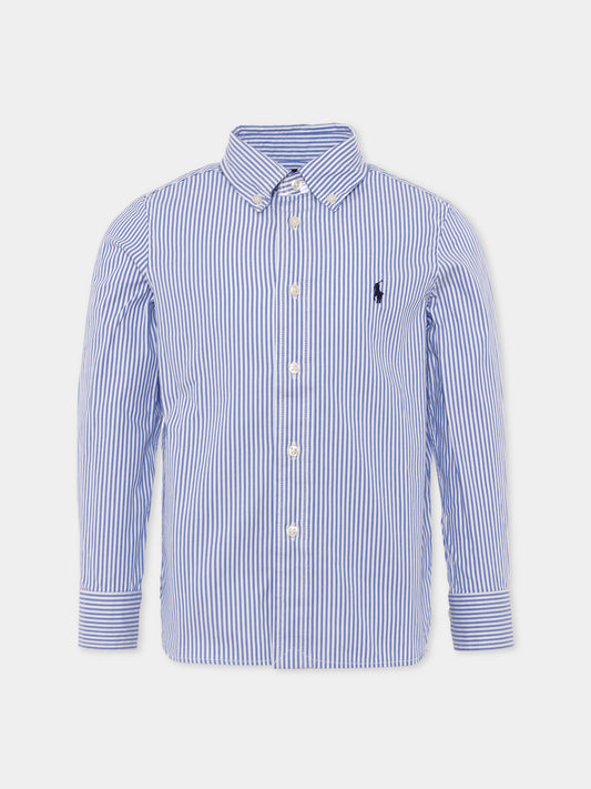 Camicia celeste per bambino con logo,Ralph Lauren Kids,819240001 BSR BLUE/WHITE