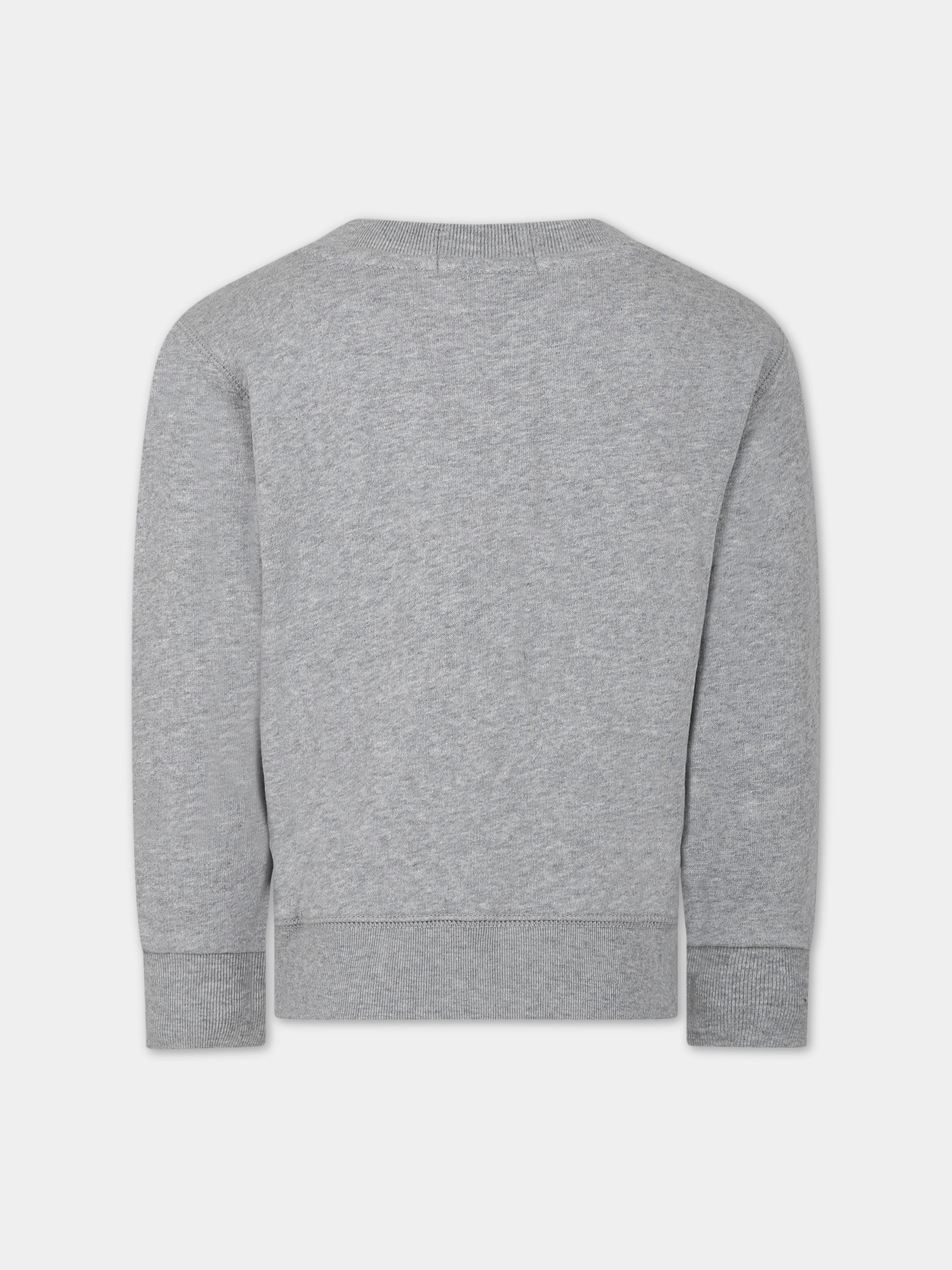 Felpa grigia per bambino con orso e logo,Ralph Lauren Kids,919722001