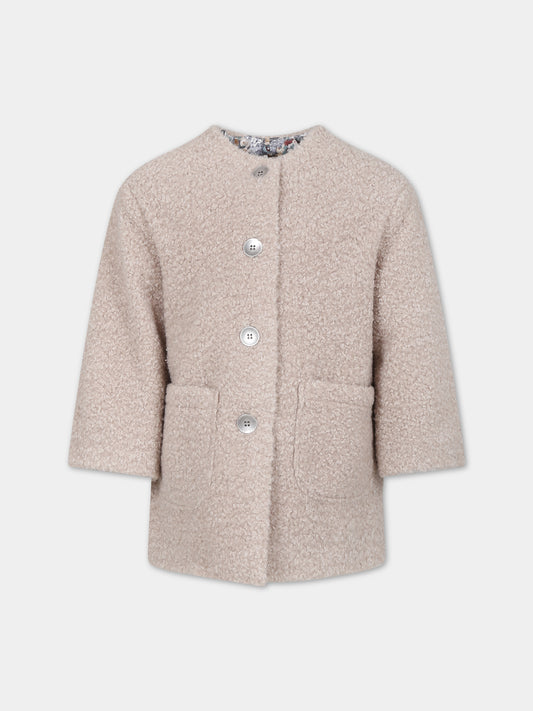 Ecopelliccia beige per bambina,Caffe' D'orzo,ZT2A60 U0092 108