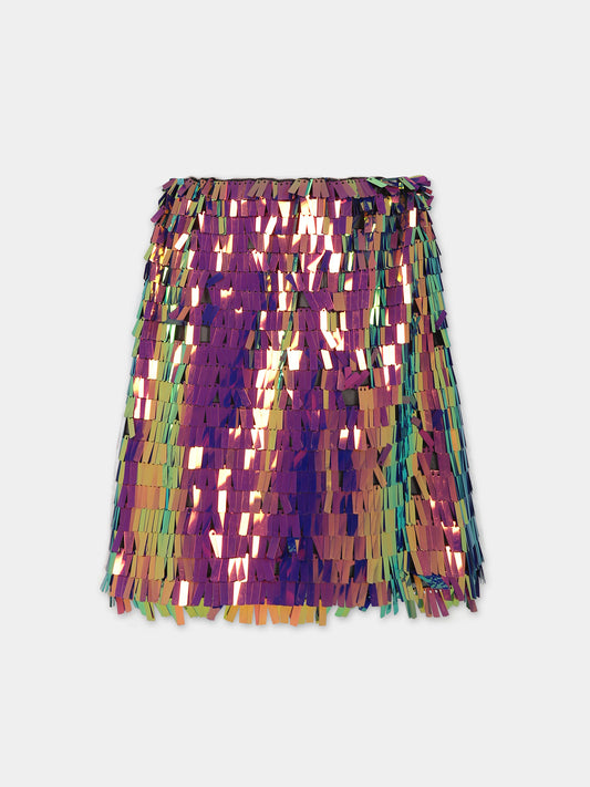 Gonna viola per bambina con paillettes,Douuod Kids,DT7A71 U0109 930FU