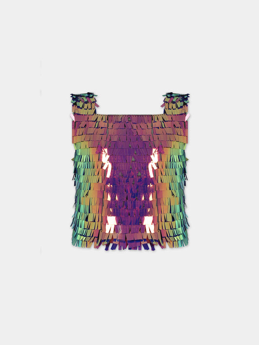 Top viola per bambina con paillettes,Douuod Kids,DT5A62 U0109 930FU