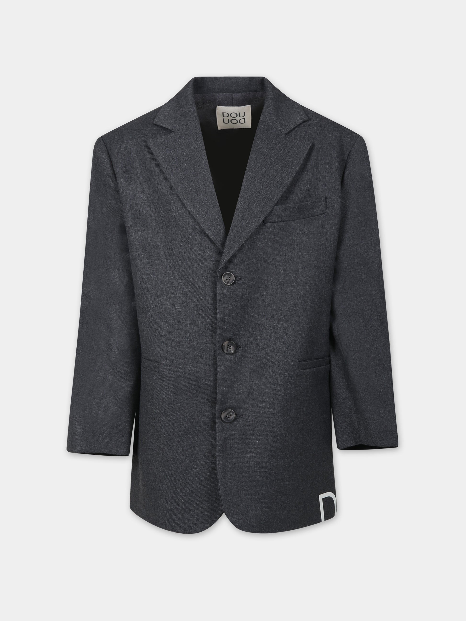 Giacca grigia per bambina con logo,Douuod Kids,DT2P14 I0111 811