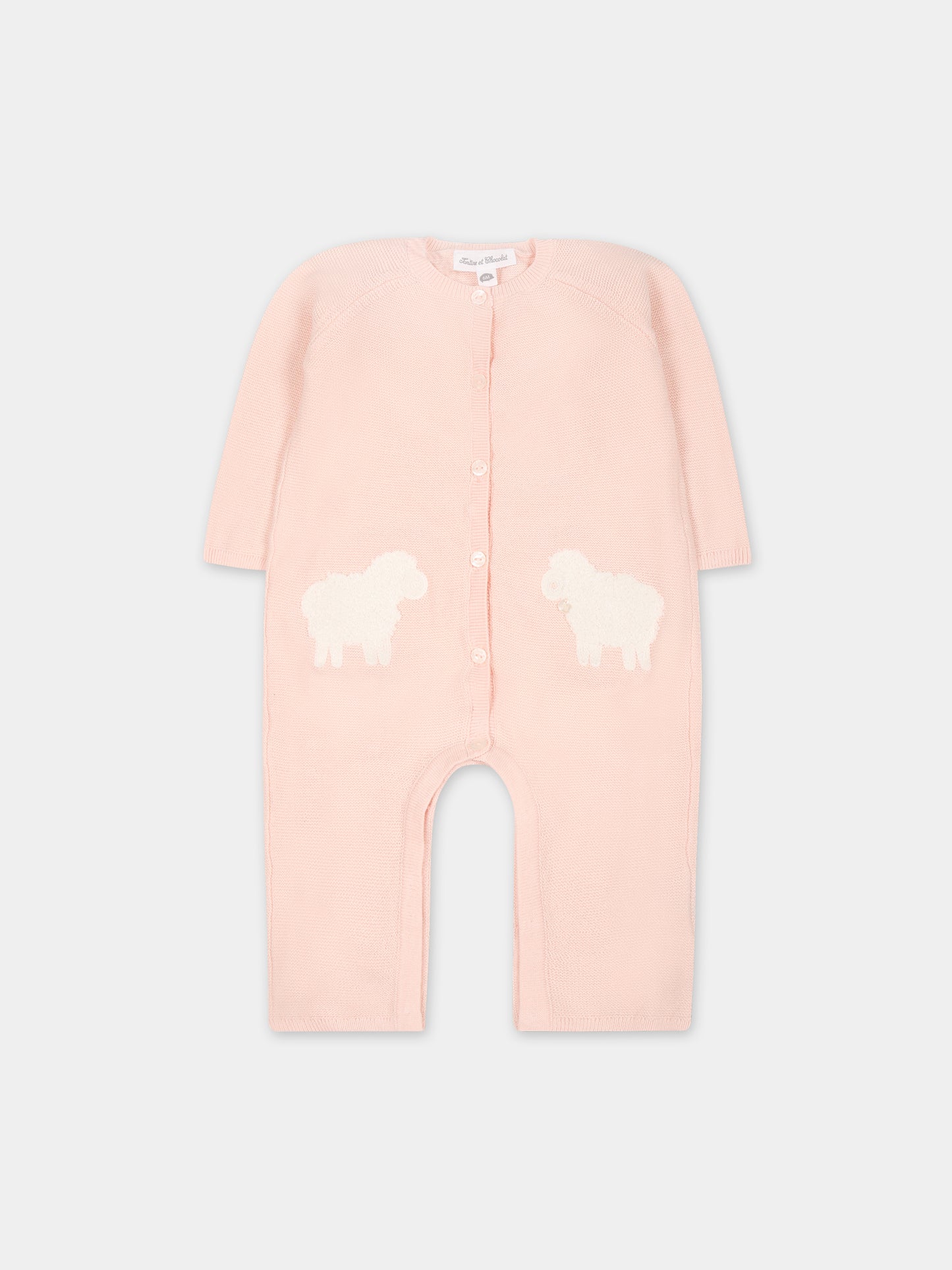 Tutina rosa per neonata con pecore,Tartine Et Chocolat,TX32000-31