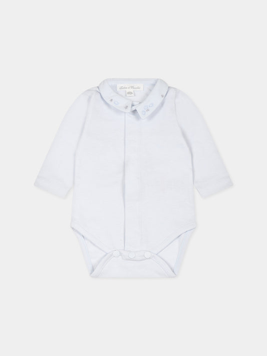 Body celeste per neonato con ricami,Tartine Et Chocolat,TX11000-41