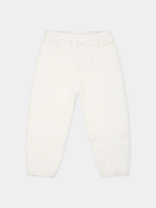 Pantaloni avorio per neonata con logo,Tartine Et Chocolat,TX22030-13