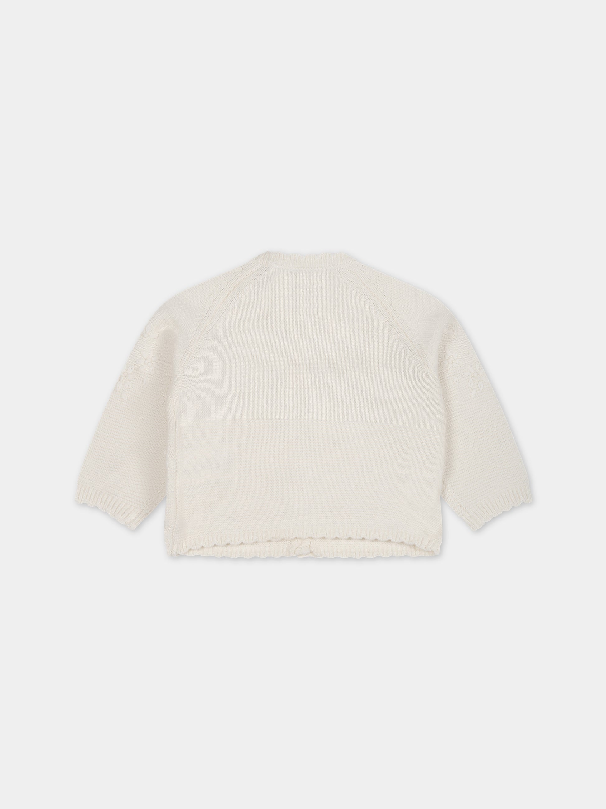 Cardigan avorio per neonata con fiori,Tartine Et Chocolat,TX18031-13