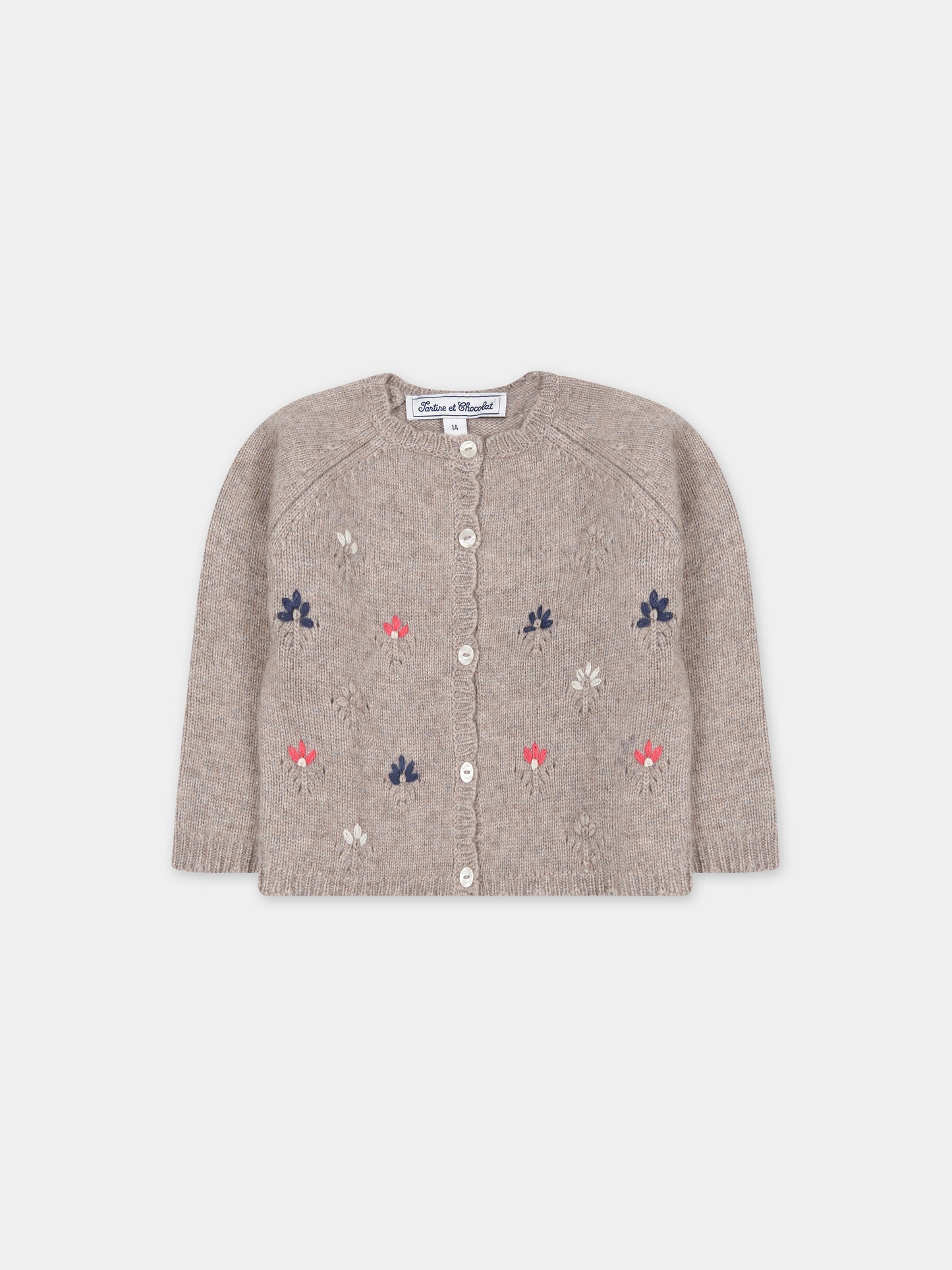Cardigan beige per neonata con fiori,Tartine Et Chocolat,TX18041-64