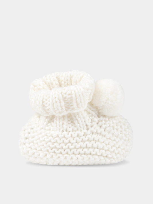 Babbucce avorio per neonati con pom pon,Tartine Et Chocolat,TX89000-13