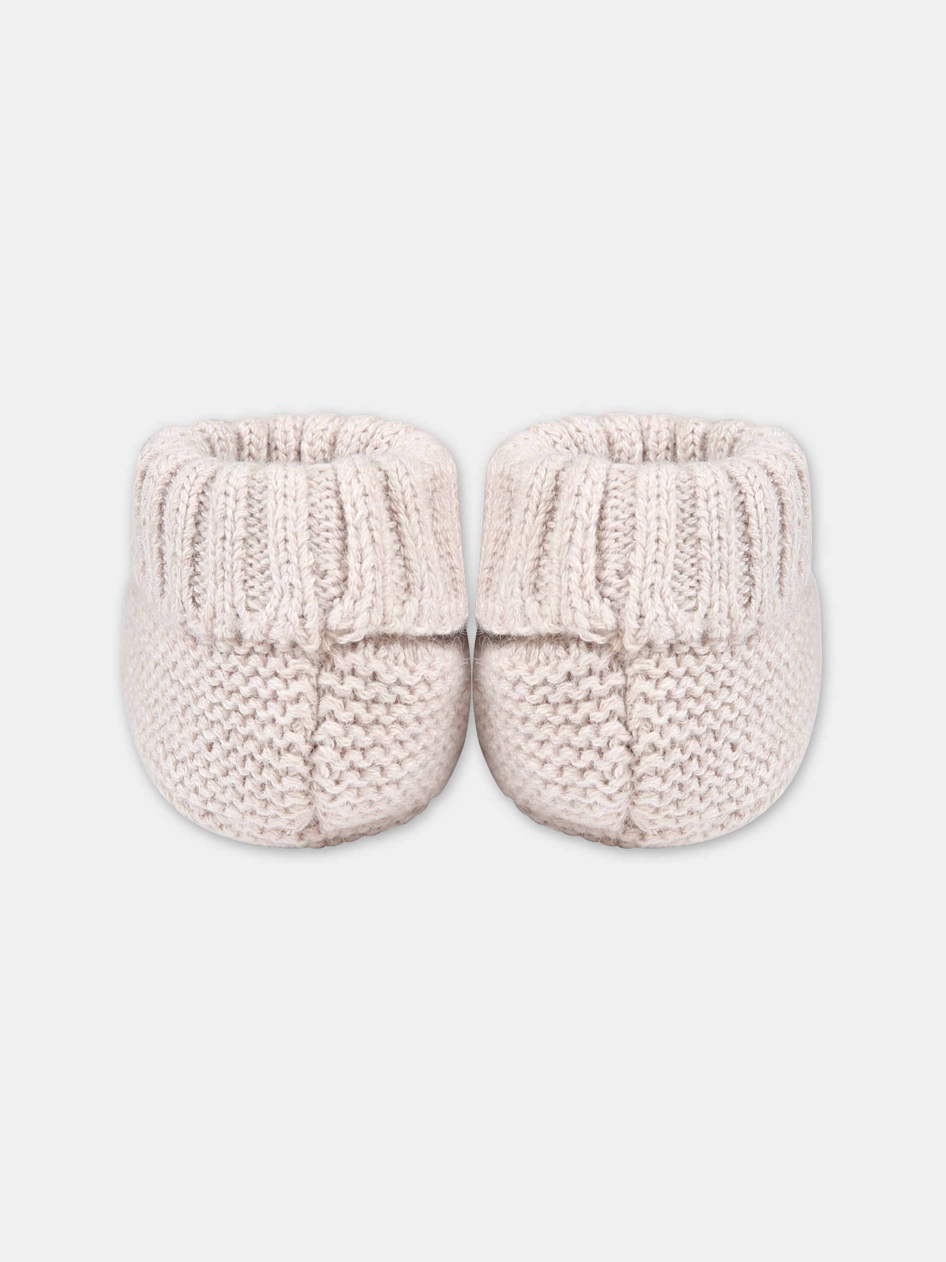 Babbucce beige per neonati con pon pon,Tartine Et Chocolat,TX89020-15