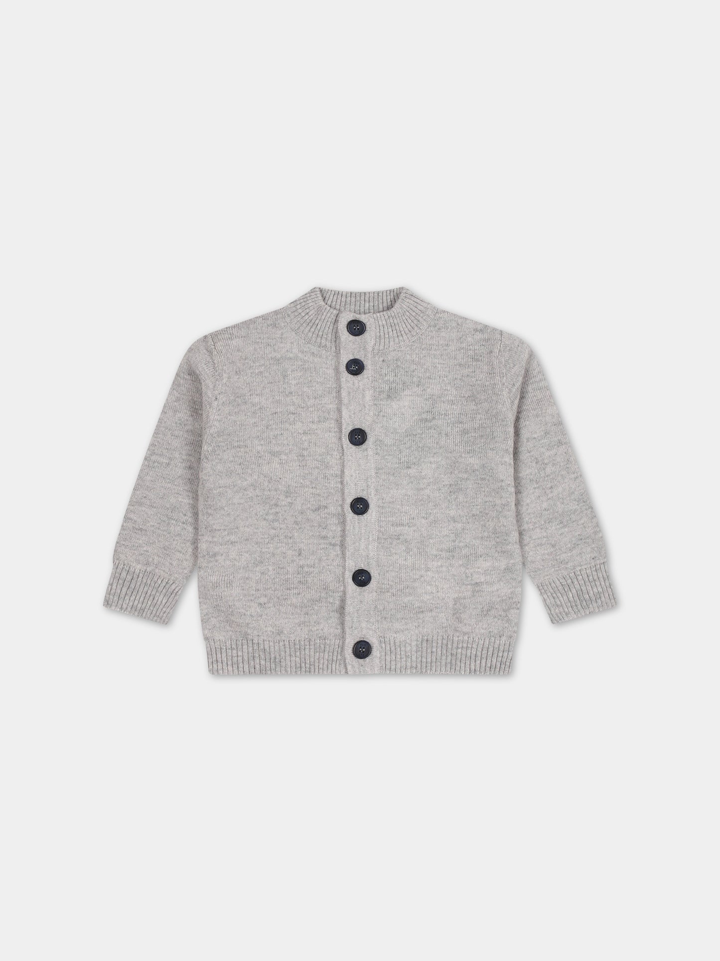 Cardigan grigio per neonato con logo,Fay Kids,FT9520 W0041 805BL