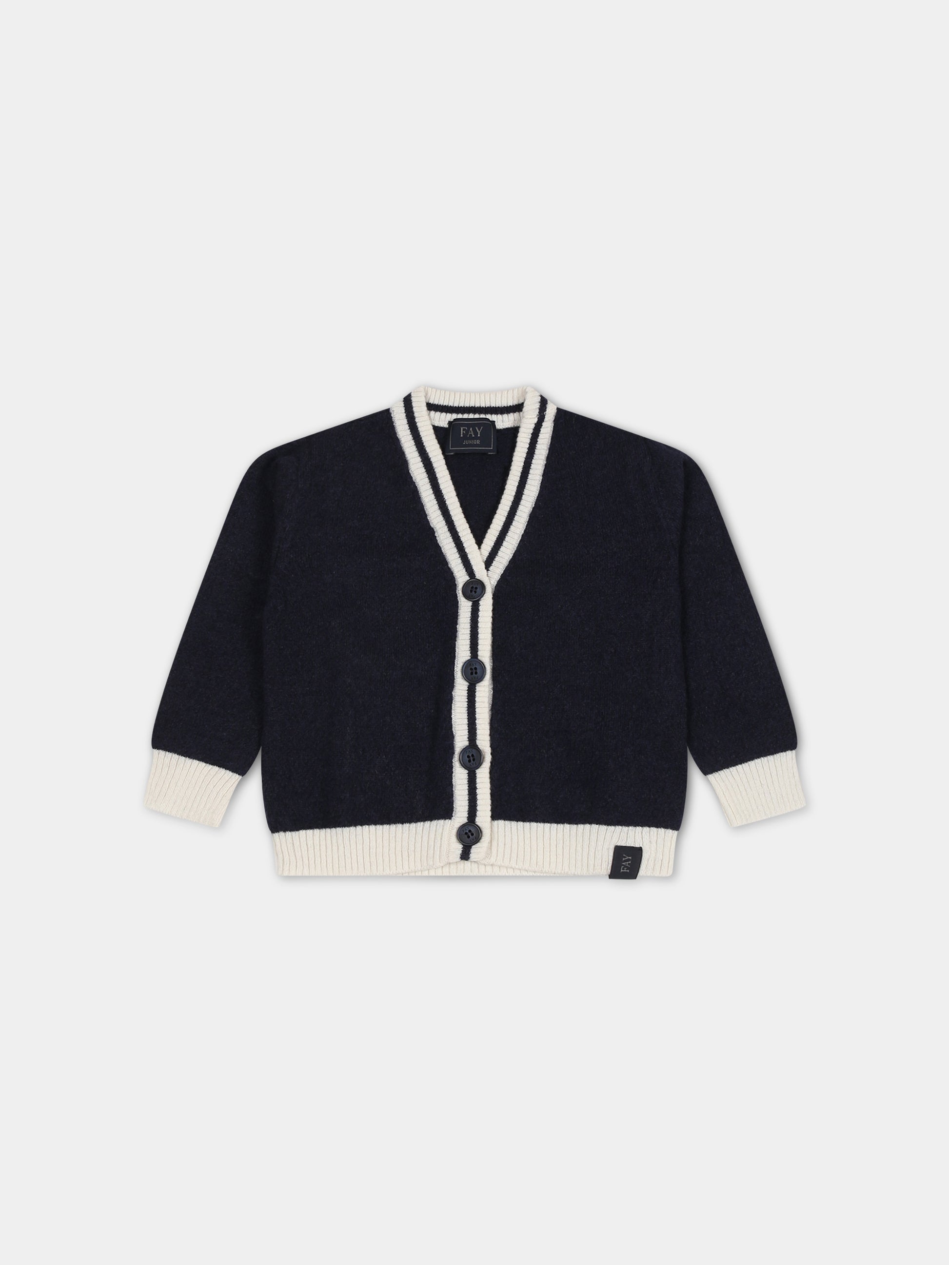 Cardigan blu per neonato con logo,Fay Kids,FT9000 W0023 635