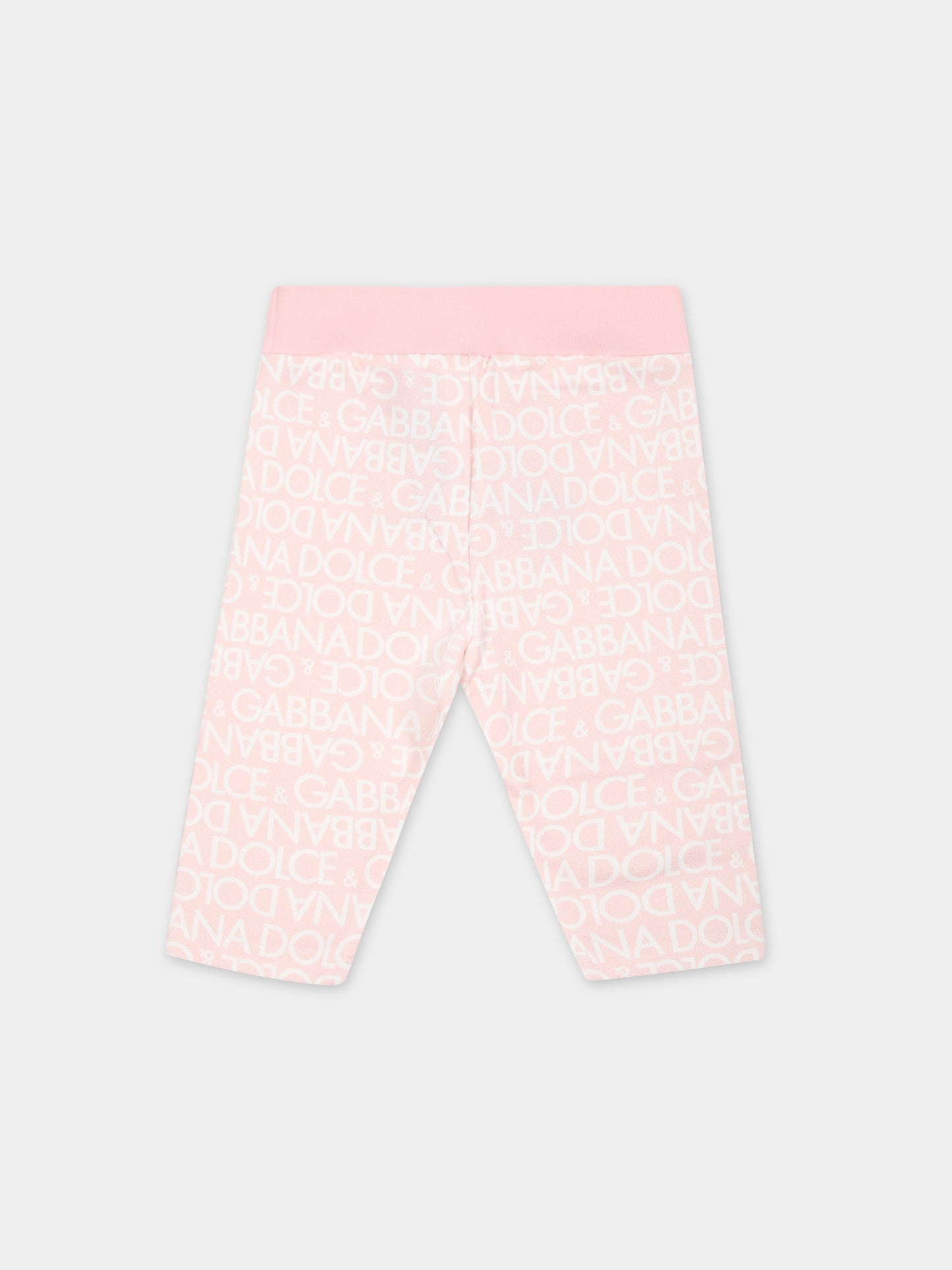 Leggings rosa per neonata con logo,Dolce & Gabbana Kids,L2JPC5 FSG7V HFXCA