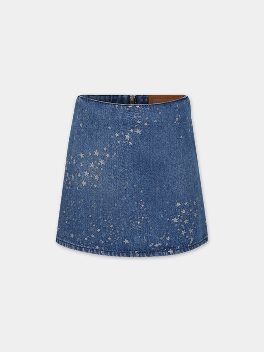 Gonna blu per bambina con stelle,Versace,1010517 1A07592 2D880