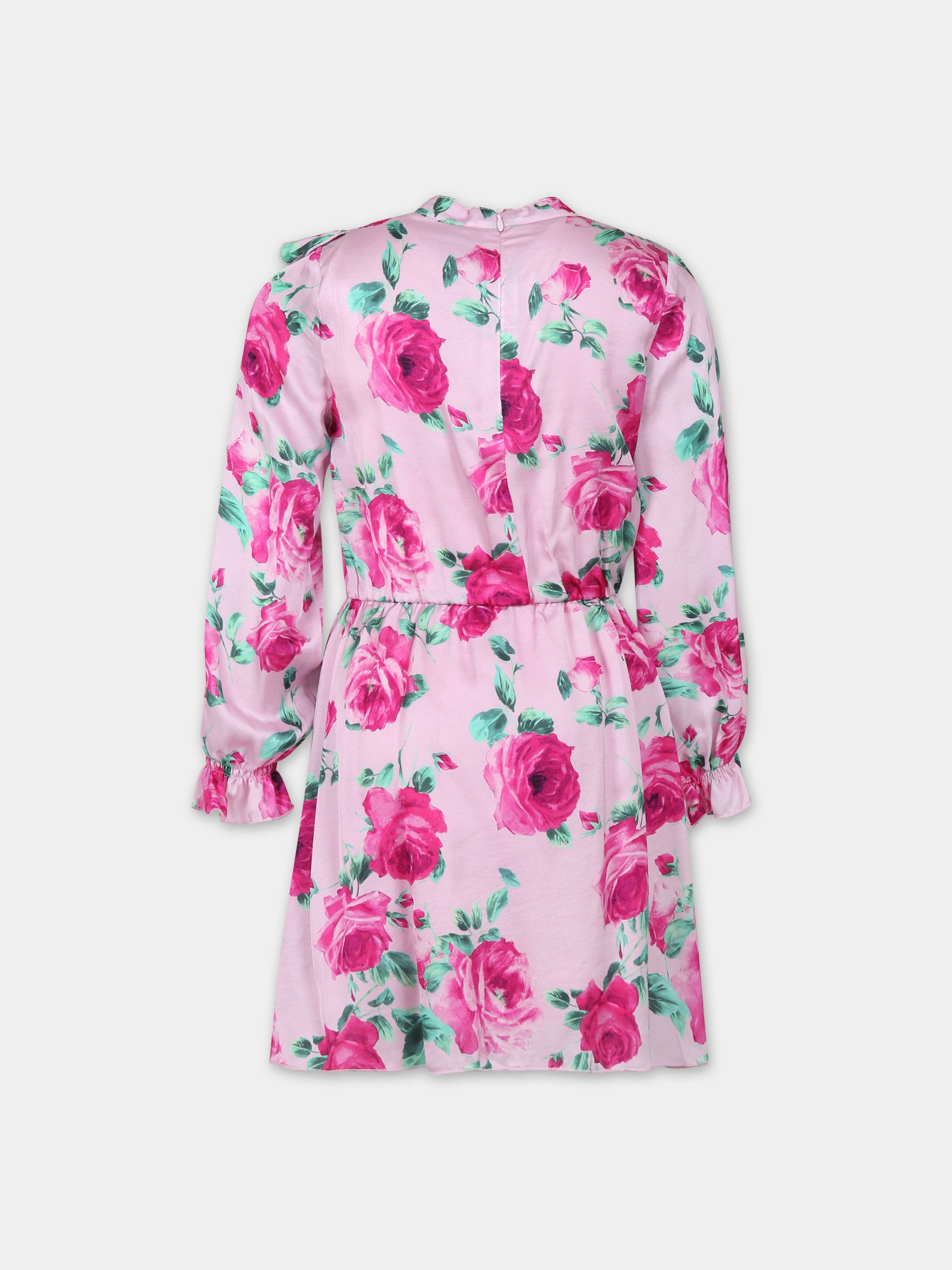 Vestito rosa per bambina con stampa floreale,Blumarine Baby,IF3164 Q9829