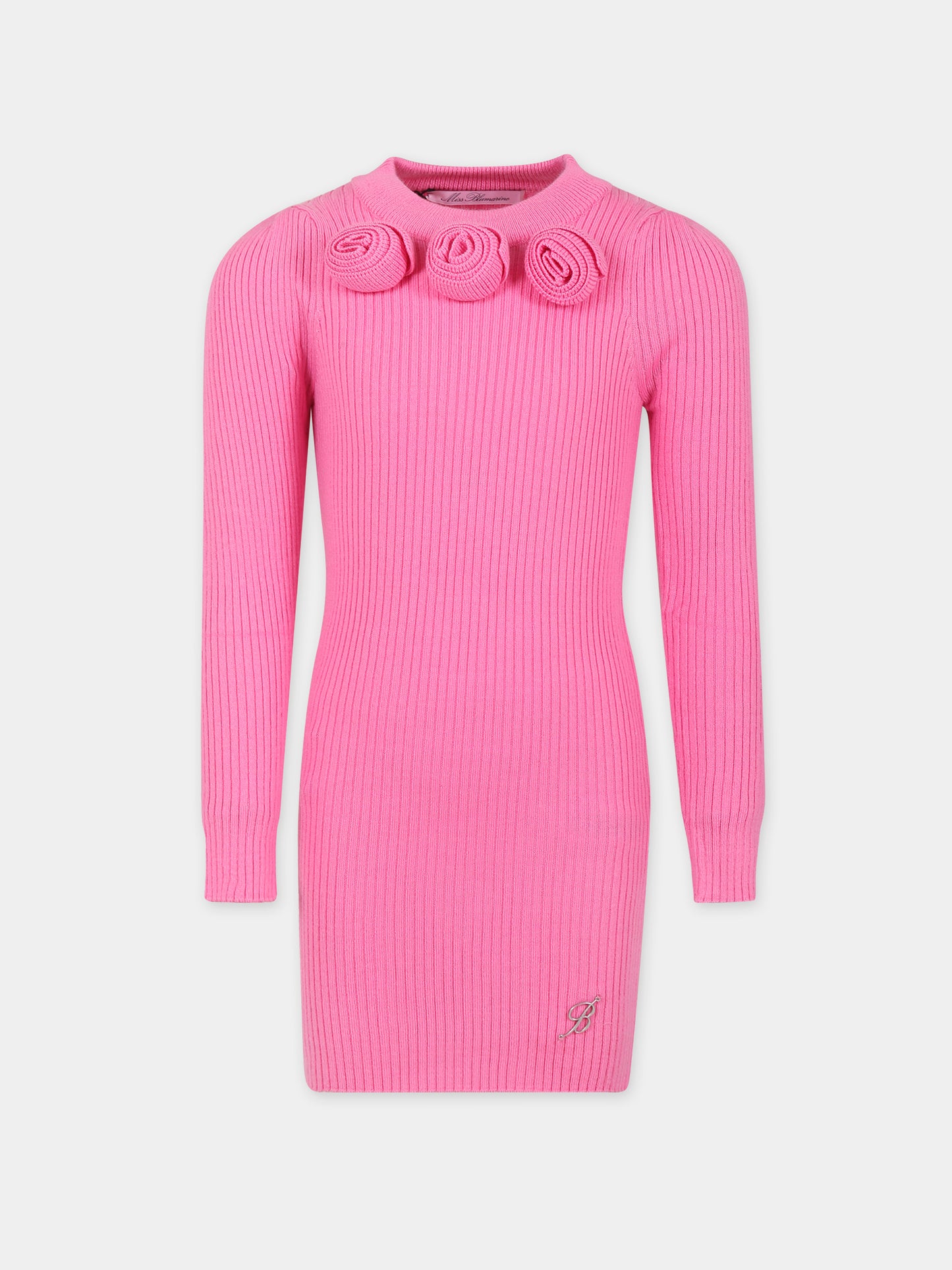 Vestito fucsia per neonata con logo,Blumarine Baby,IF3169 X0517