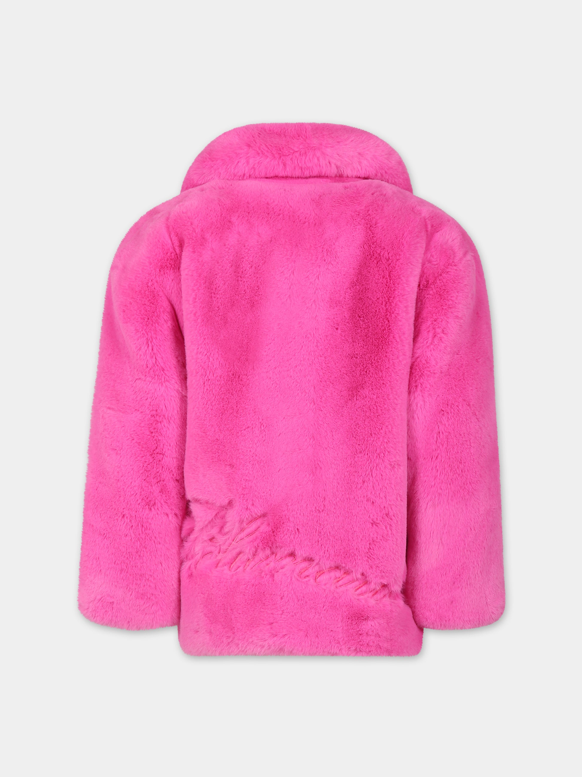 Ecopelliccia fucsia per bambina con logo,Blumarine Baby,IF3168 X0517