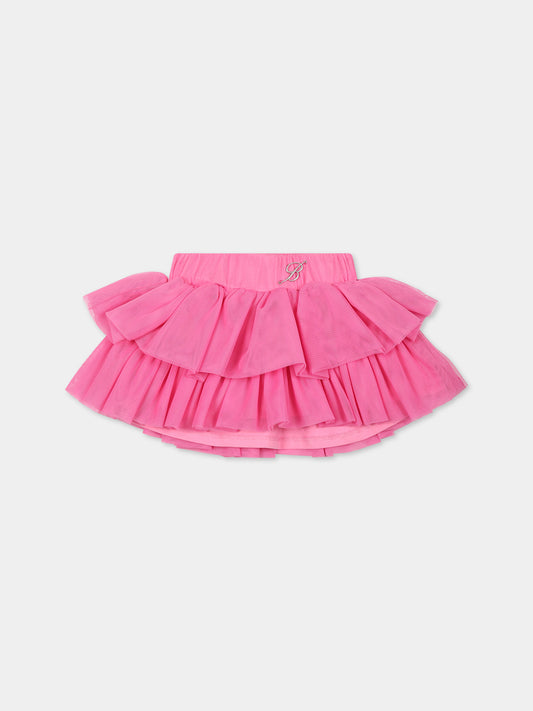Gonna fucsia per bambina con logo,Blumarine Baby,IF3145 X0517