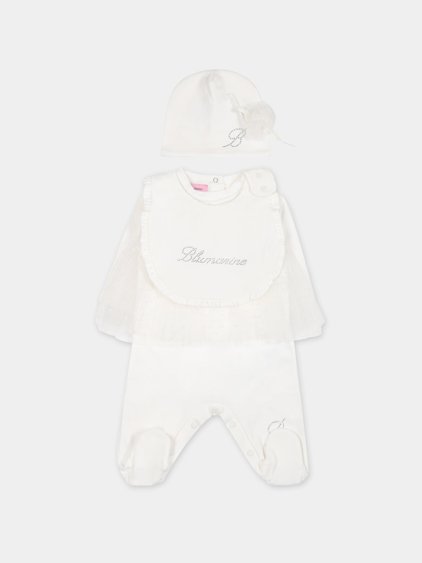 Set bianco per neonata con logo,Blumarine Baby,IF3109 10602