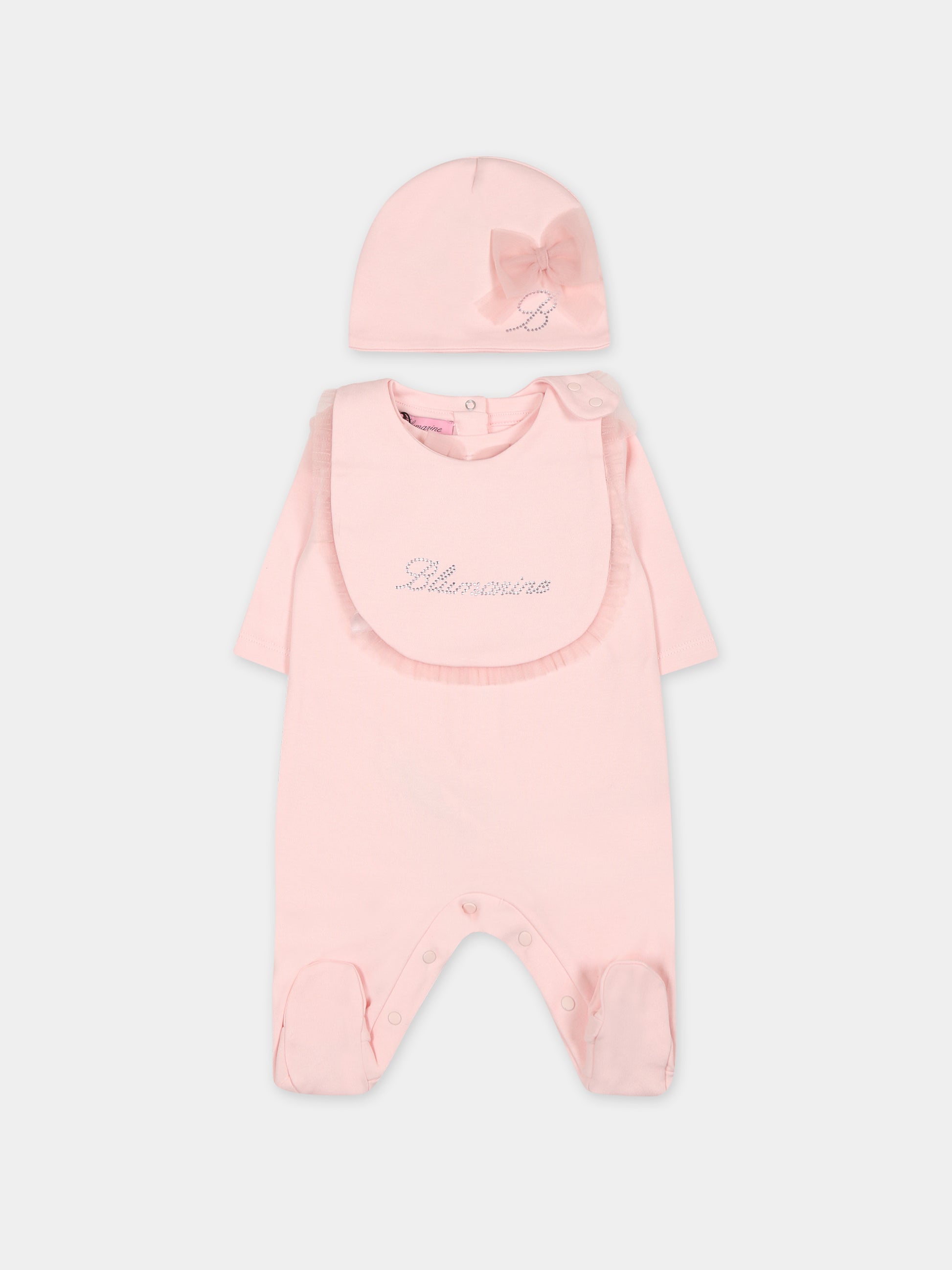 Set rosa per neonata con logo,Blumarine Baby,IF3137 X0515
