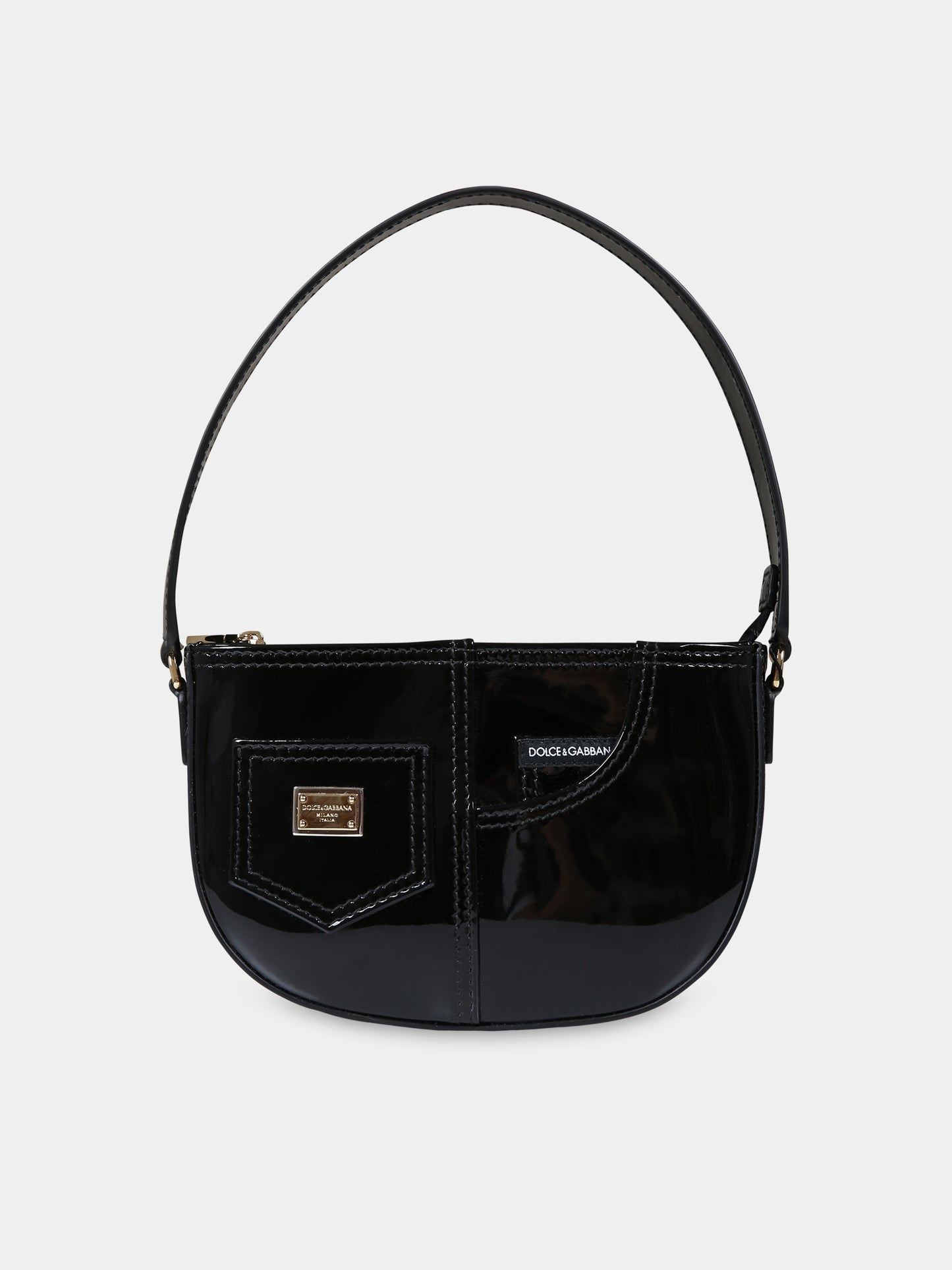 Borsa nera per bambina con logo,Dolce & Gabbana Kids,EB0242 A1471 80999